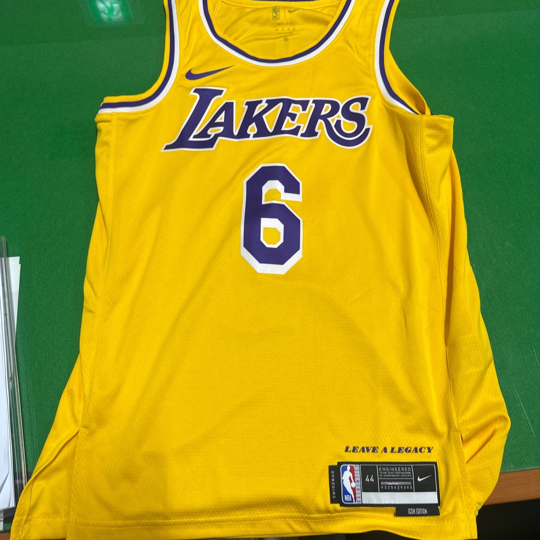 Nike LeBron James LA Lakers Icon Edition Jersey Amarillo 착용 스타일