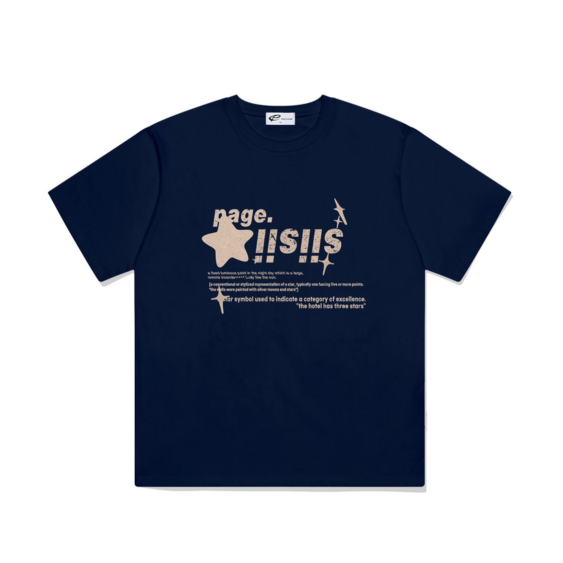 P251OTS014NV pagesiisii Orange Chrome Siisii Stars Printing Short Sleeve T-shirt Navy