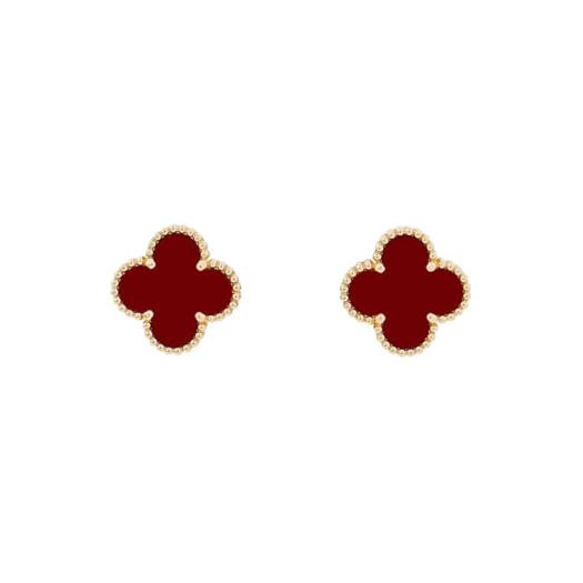 ITBORU4EONOH [B등급] Van Cleef & Arpels & Arpels Vintage Vintage Alhambra Earrings 18K Yellow Gold Carnelian