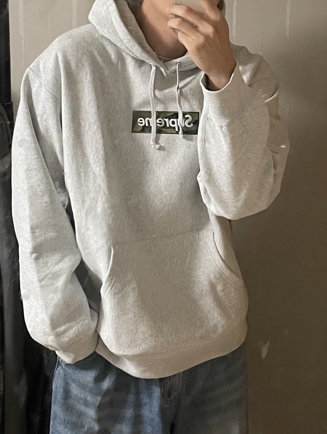 Supreme Box Logo Hooded Sweatshirt Ash Grey - 23FW 착용 스타일