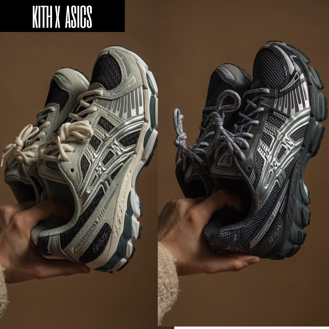 Asics x Kith Gel-Kayano 12.1 Peat Cream, Asics x Kith Gel-Kayano 12.1 Tornado Pure Silver 착용 스타일 - 3