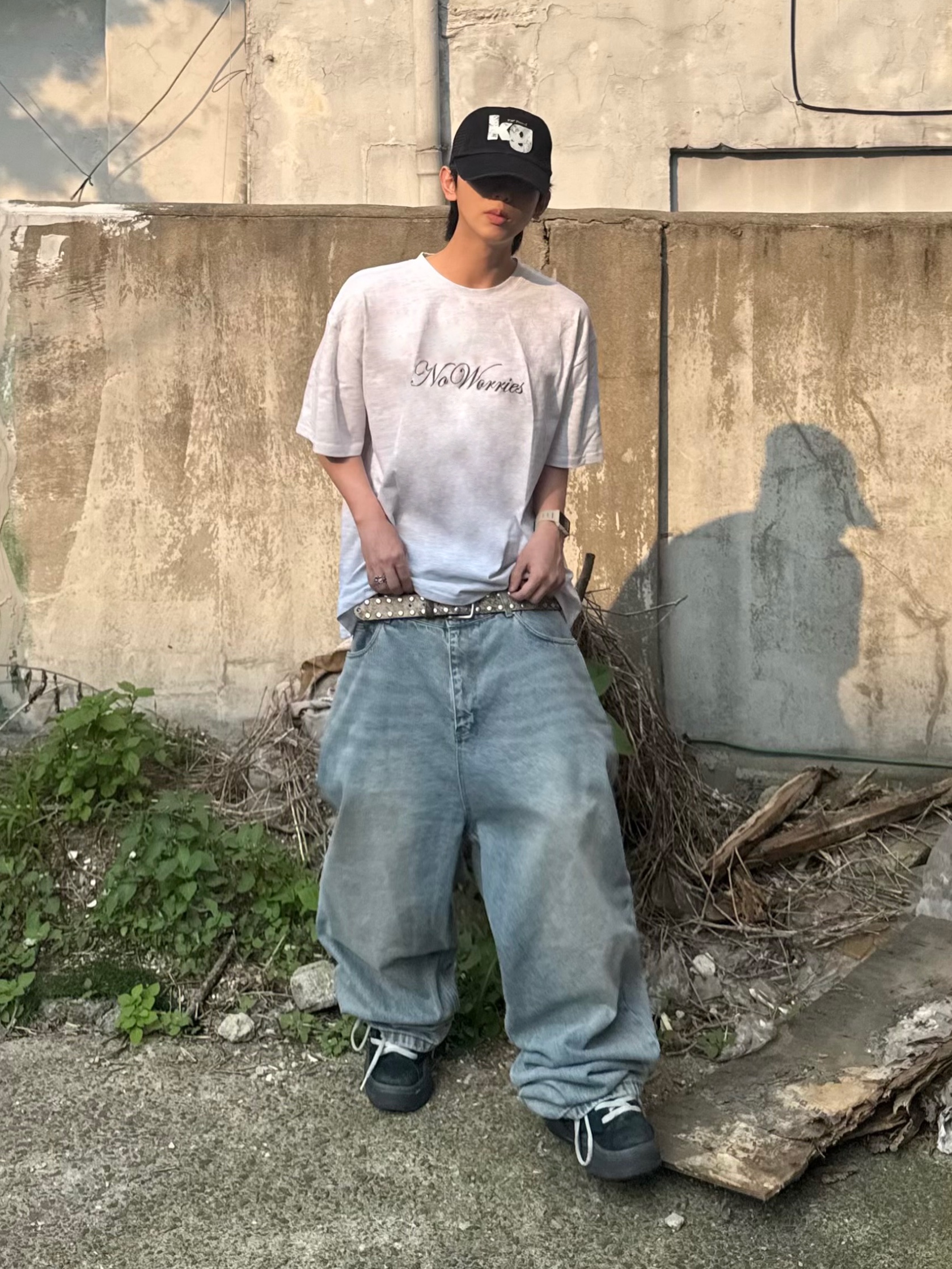 GRAILZ x KOIN SEOUL Kg Logo Cap Black, Stussy 8 Ball Studded Belt Raw Cowhide Hair 착용 스타일 - 3