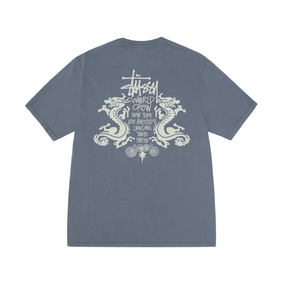 스투시 더블 드래곤 피그먼트 다이드 티셔츠 네이비(Stussy Double Dragon Pigment Dyed T-Shirt Navy)