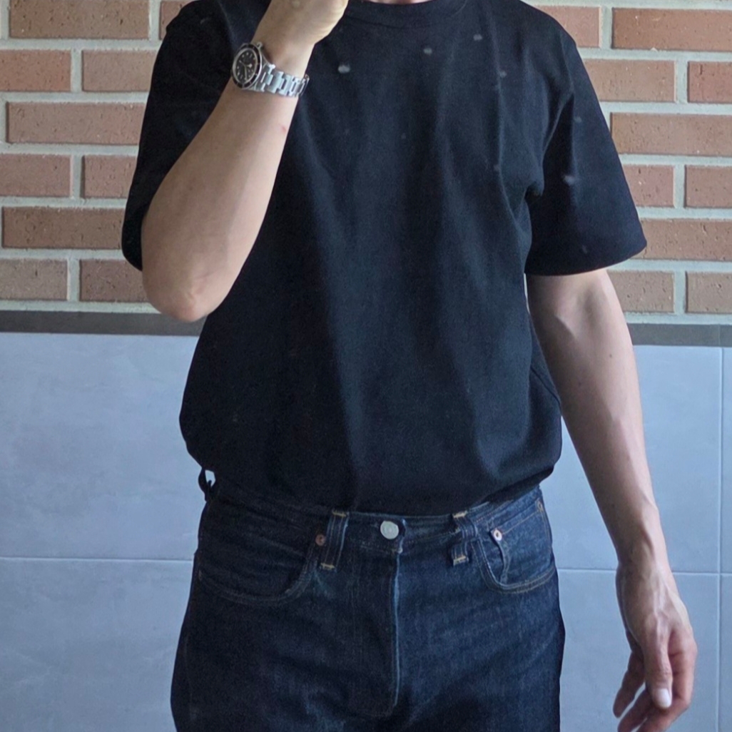 LVC 1954 501 Rigid Cotton Jean Dark Indigo, Tudor Black Bay 58 MT5402 Steel Bracelet Black 착용 스타일