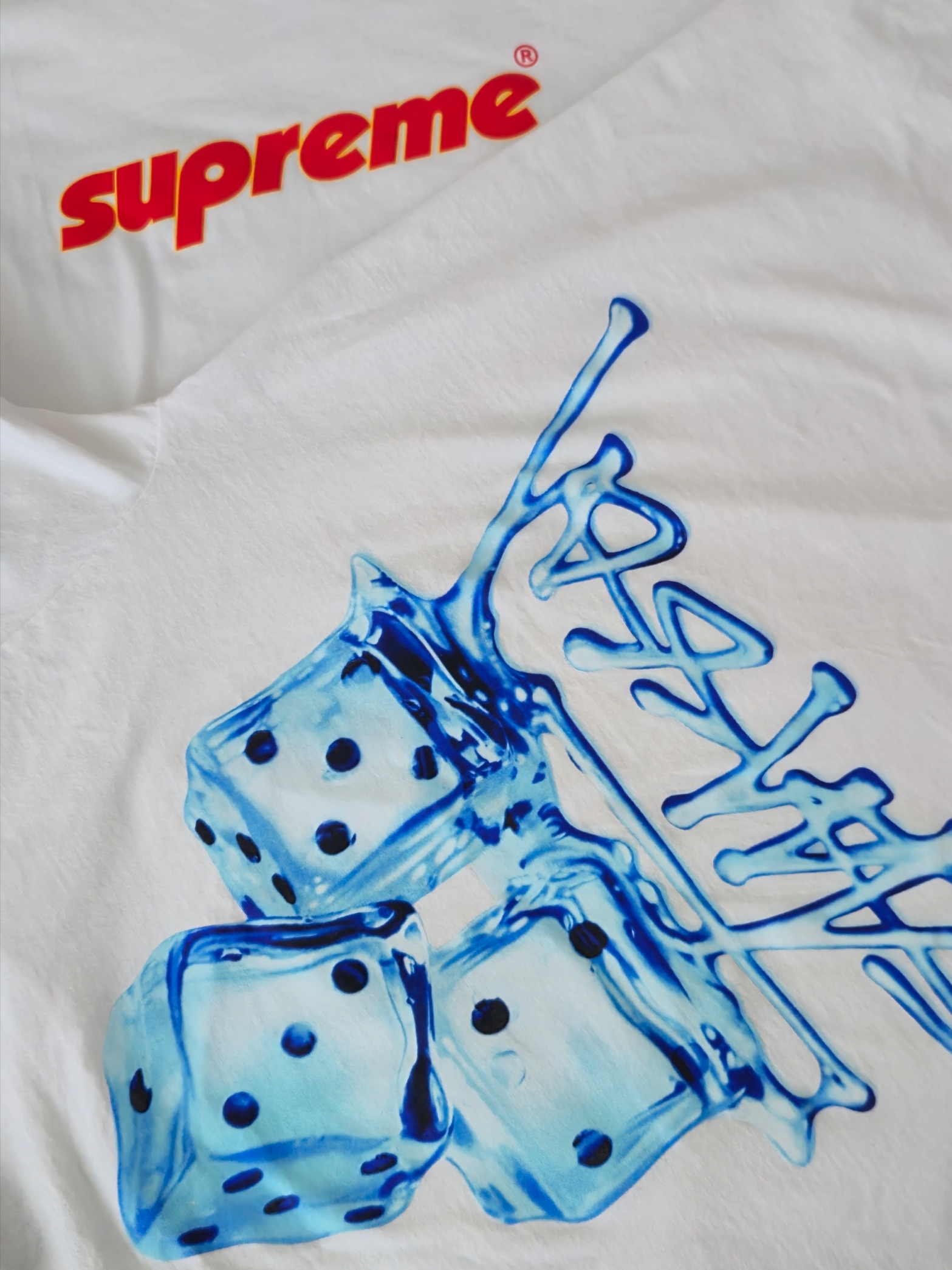 Supreme Pinline T-Shirt White - 24SS, Stussy Melted T-Shirt White 착용 스타일