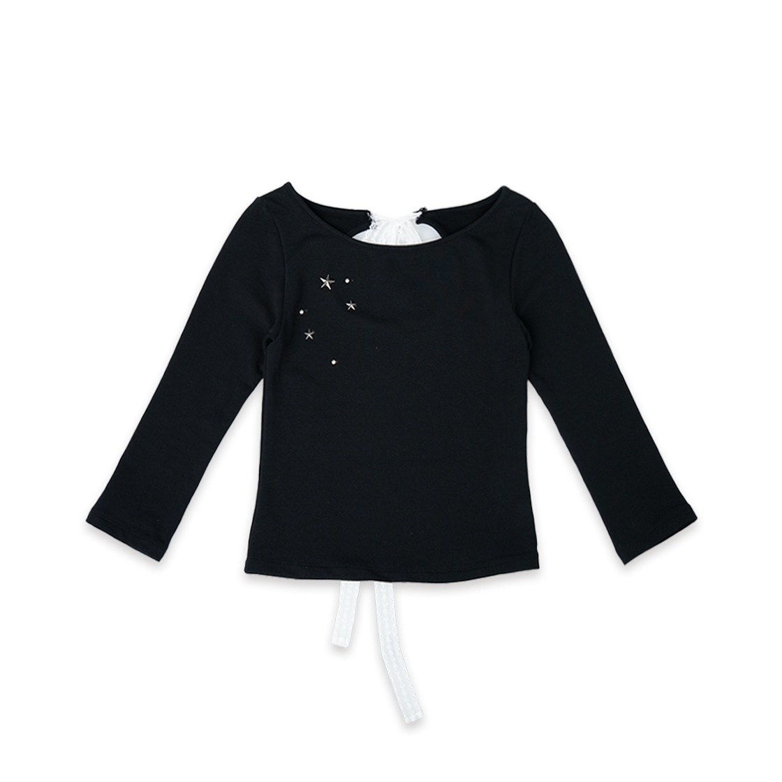 25SSTS02BK Elfelfelf Archives Back Ribbon Stud T Shirts Black