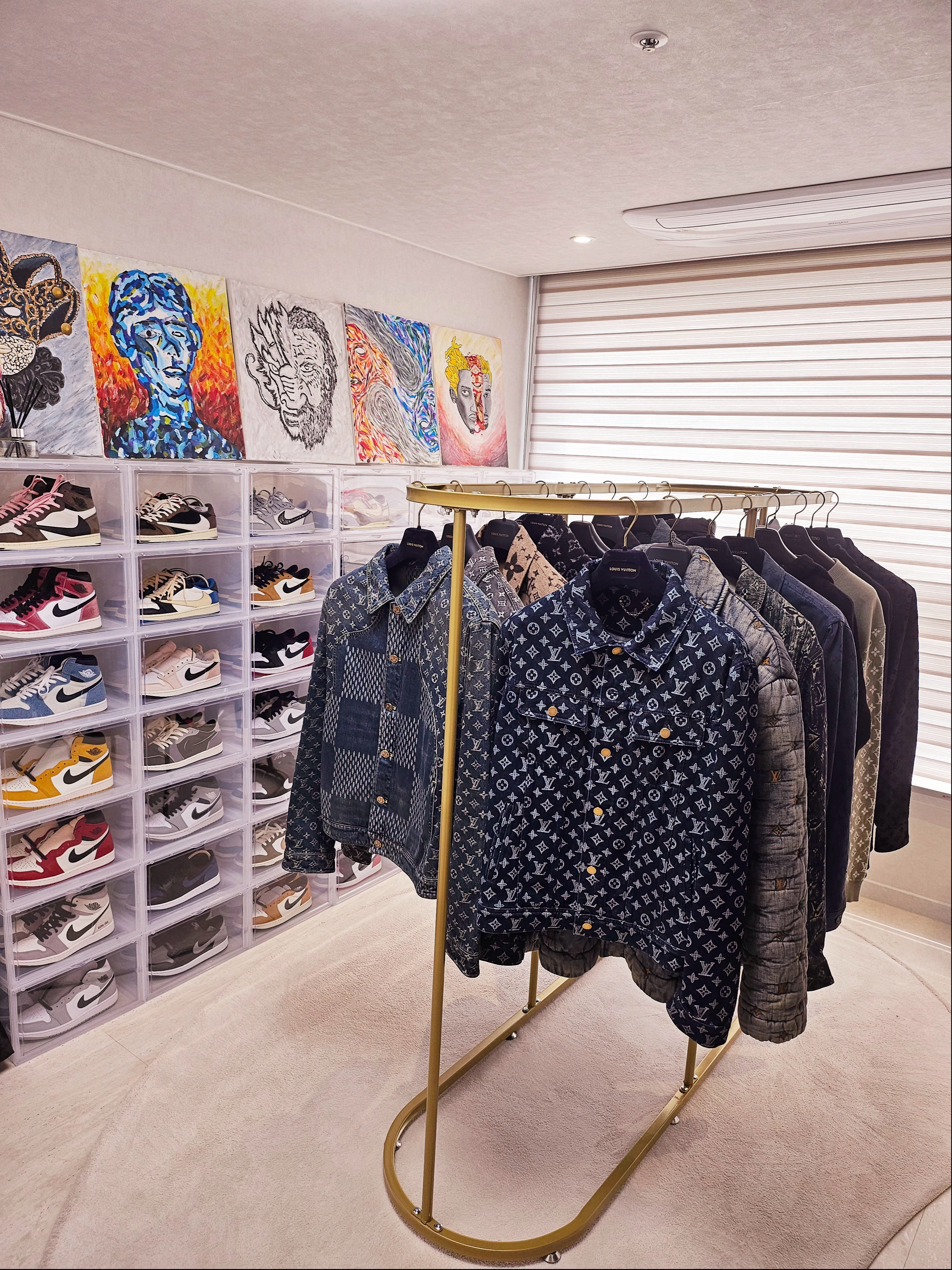 Louis Vuitton Workwear Denim Jacket Indigo, Louis Vuitton x Nigo Giant Damier Waves Monogram Denim Jacket Indigo 착용 스타일