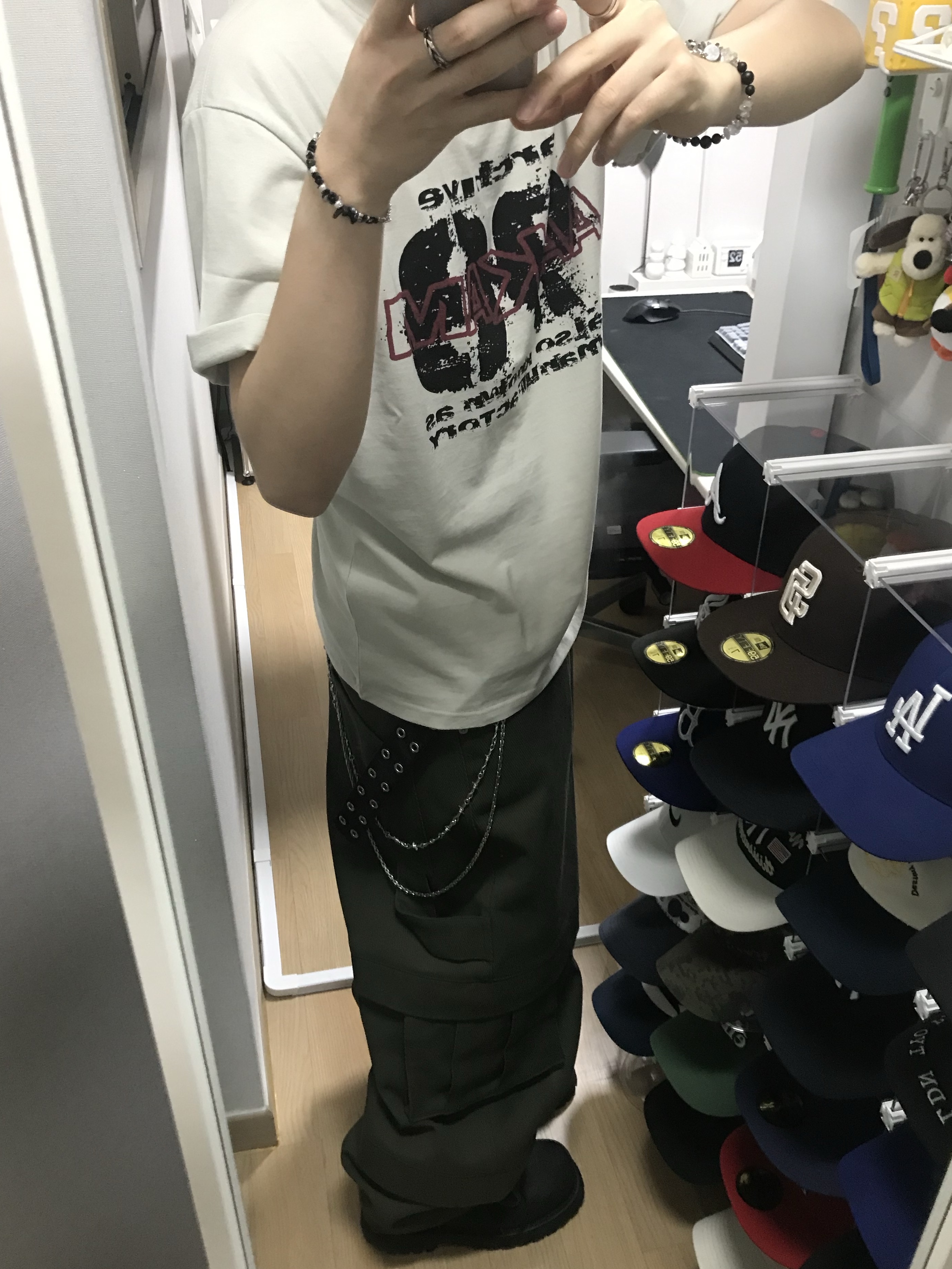Kamien x MJD Double Hole Belt Black Shearling Calfskin, LOSTGARDEN Route Black 착용 스타일