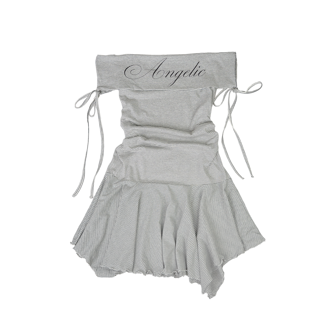 엘프엘프엘프아카이브스 앤젤릭 스트라이프 드레스 그레이(Elfelfelf Archives Angelic Stripe Dress Gray)