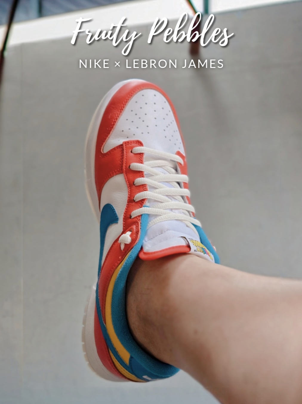 Nike x LeBron James x Fruity Pebbles Dunk Low QS Habanero Red 착용 스타일