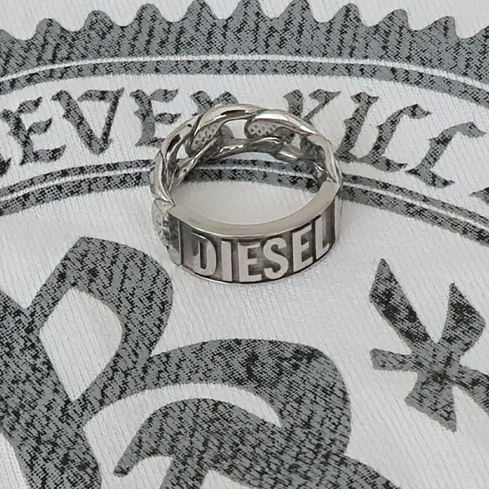 Diesel Dx1347 Stainless Steel Band Ring Silver 착용 스타일