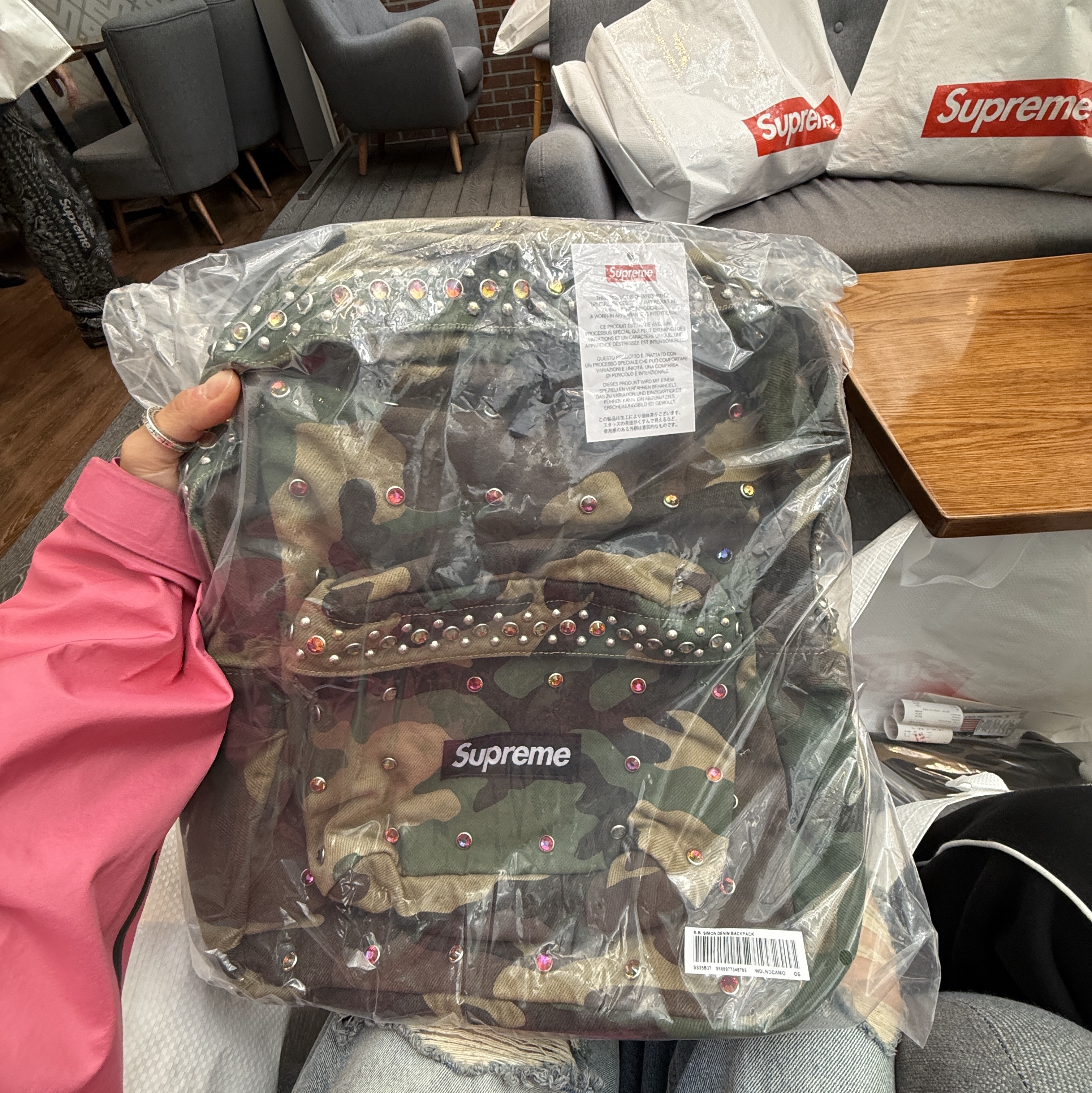 Supreme x B.B. Simon Denim Backpack Woodland Camo - 25SS 착용 스타일