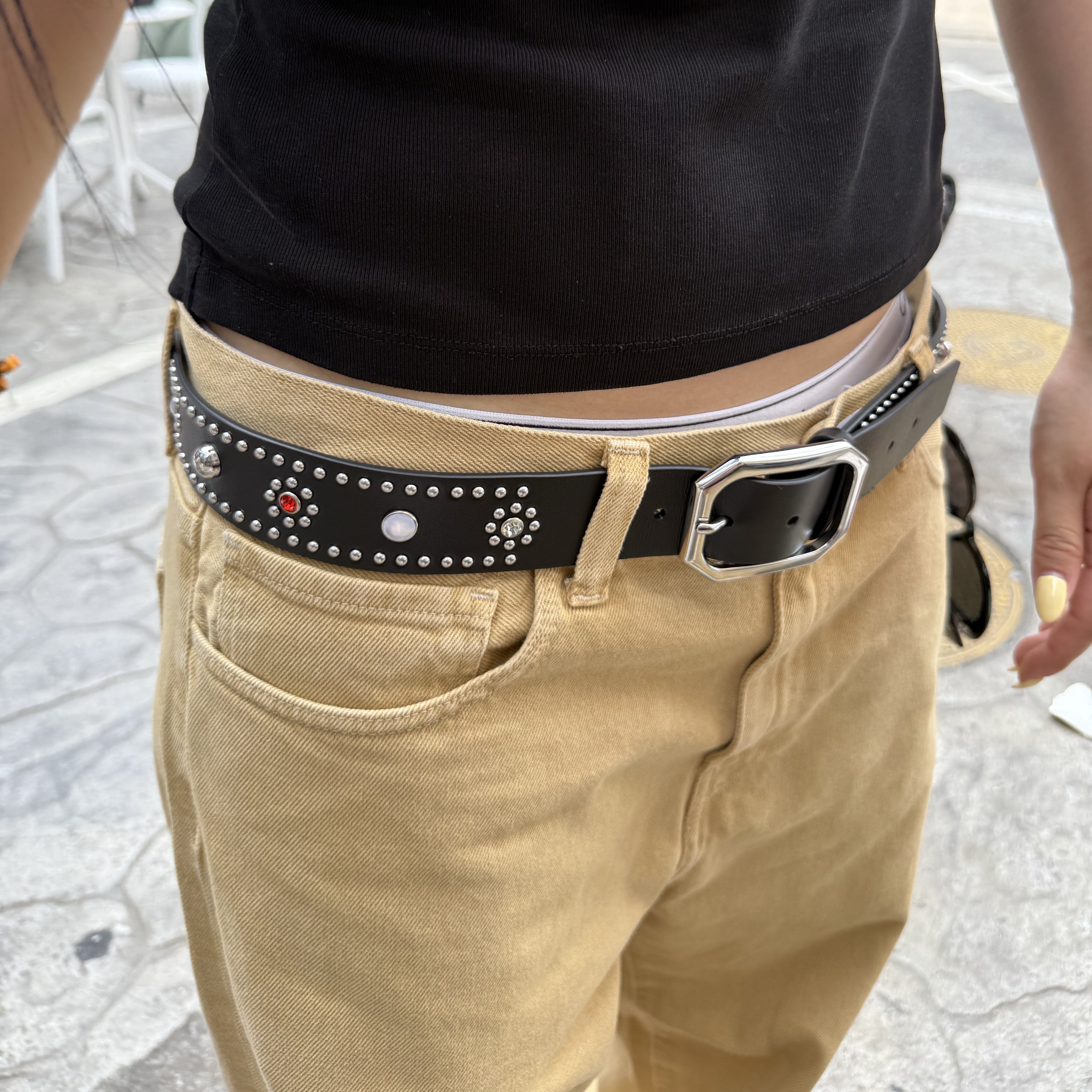 小物 PALACE Waist Man Studded Belt Palace Waist Man Studded Belt Black/Silver Men's - SS25 - US