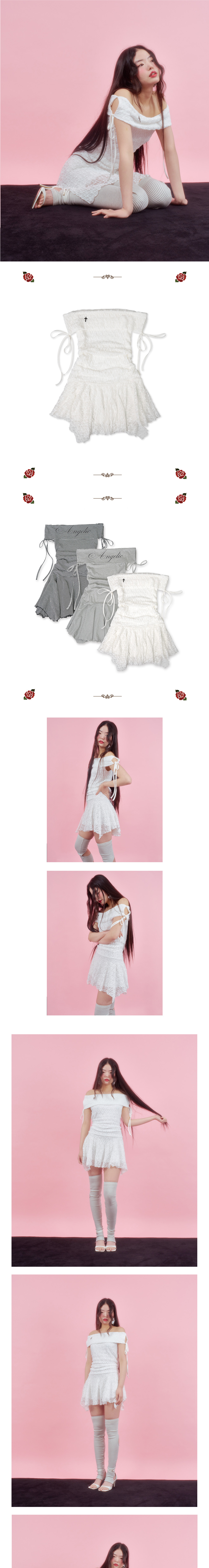 ワンピース [Elfelfelf Archives] ANGELIC STRIPE DRESS : Ivory ANGELIC STRIPE DRESS [IVORY] - elfelfelf archives | 60