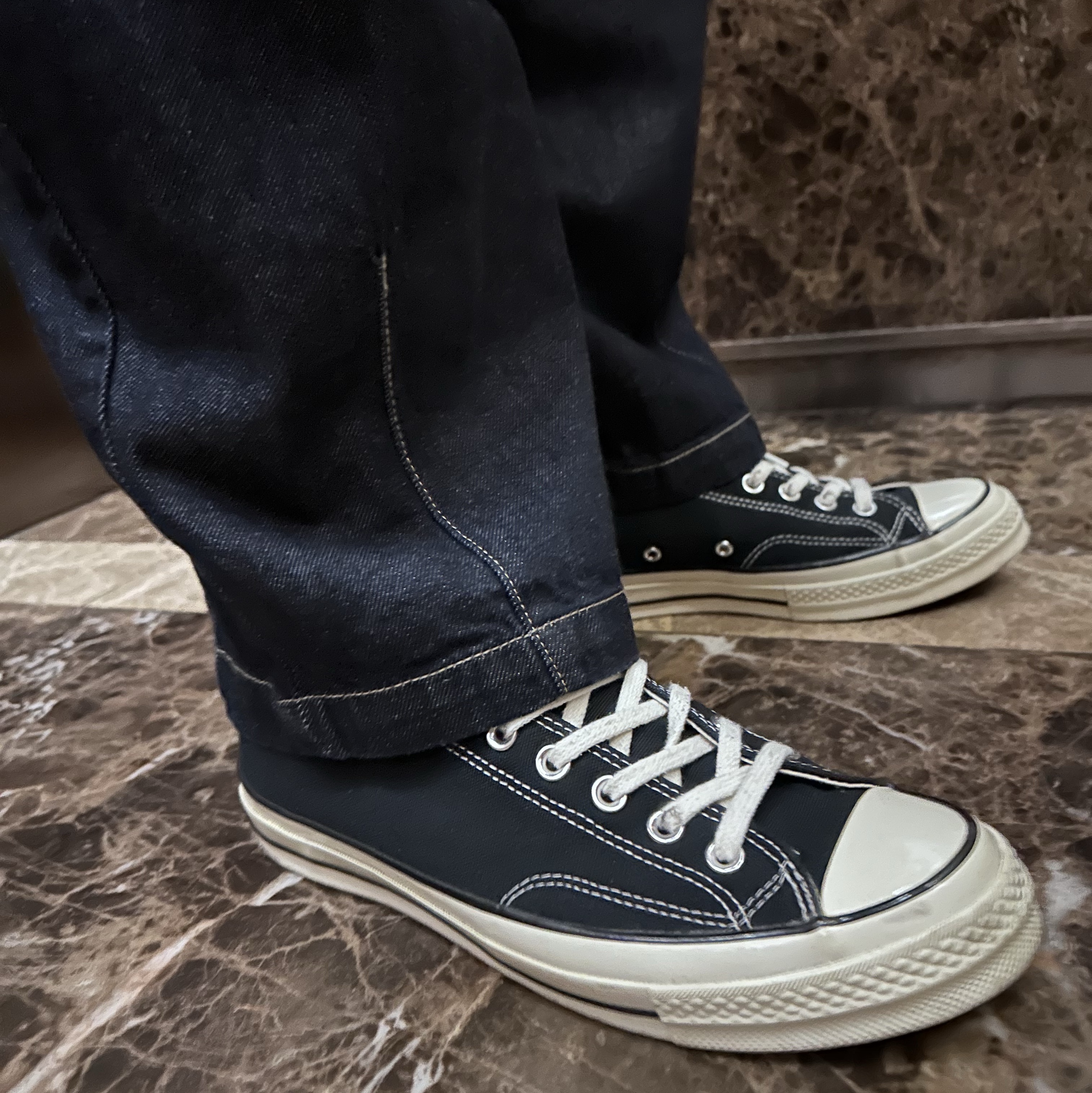 Converse Chuck 70 Ox Black - Standard, Gentle Monster x Maison Margiela MM114 Black Clear 착용 스타일 - 5