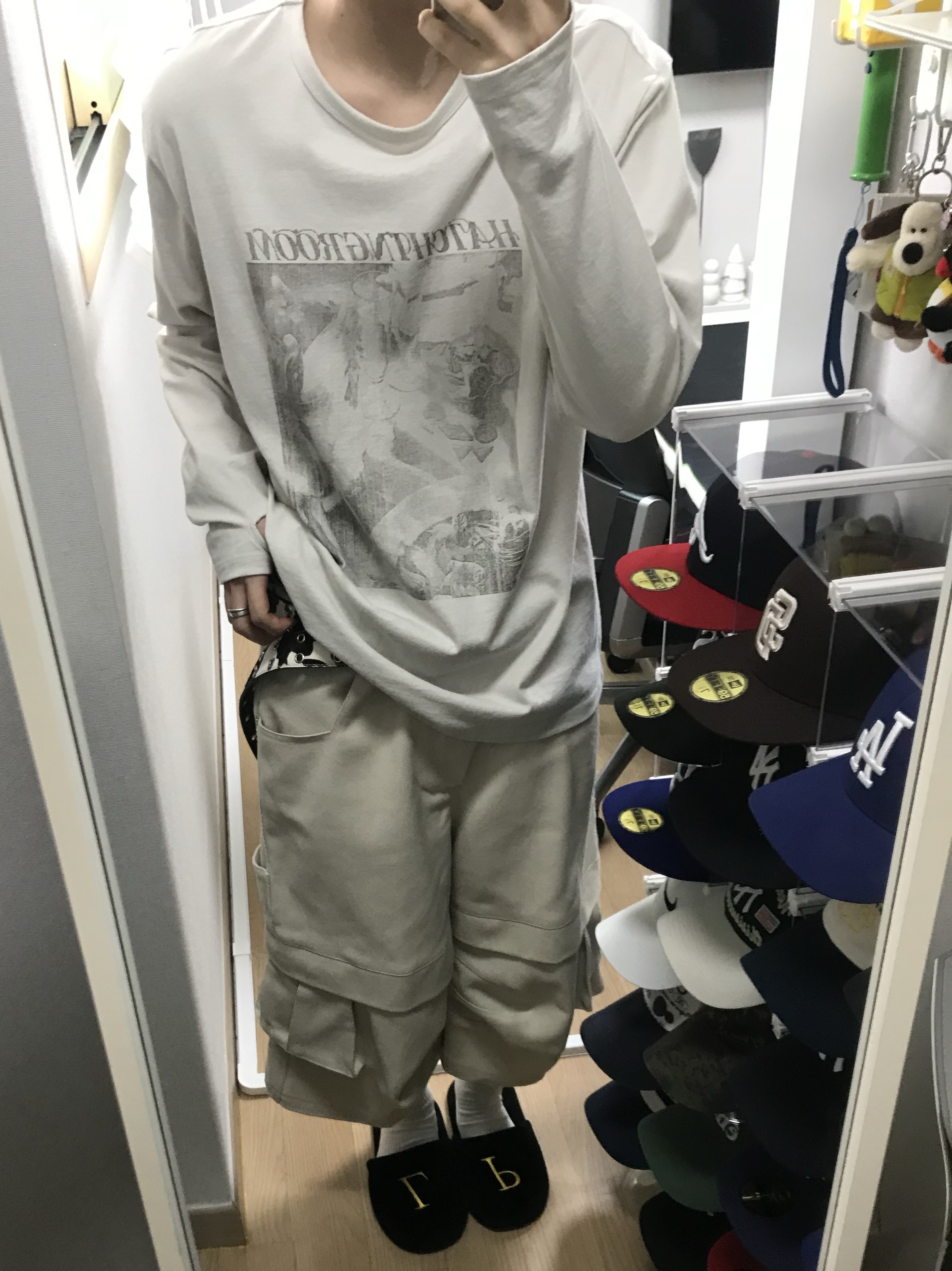 Kamien Titan Bermuda Pants Light Beige, Kamien x MJD Double Hole Belt Oreo Calf Hair 착용 스타일 - 2