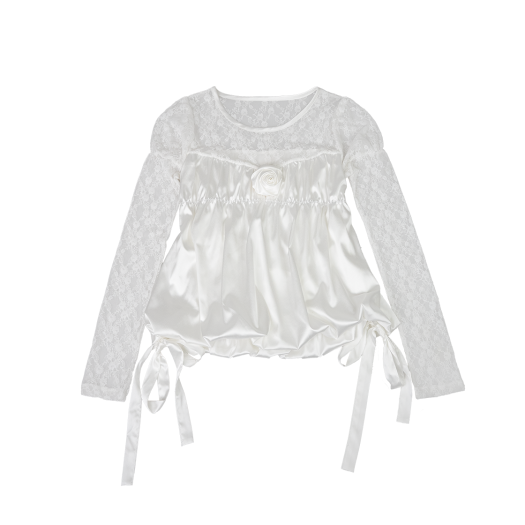 25SSBL01IV Elfelfelf Archives Corsage Puff Blouse Ivory