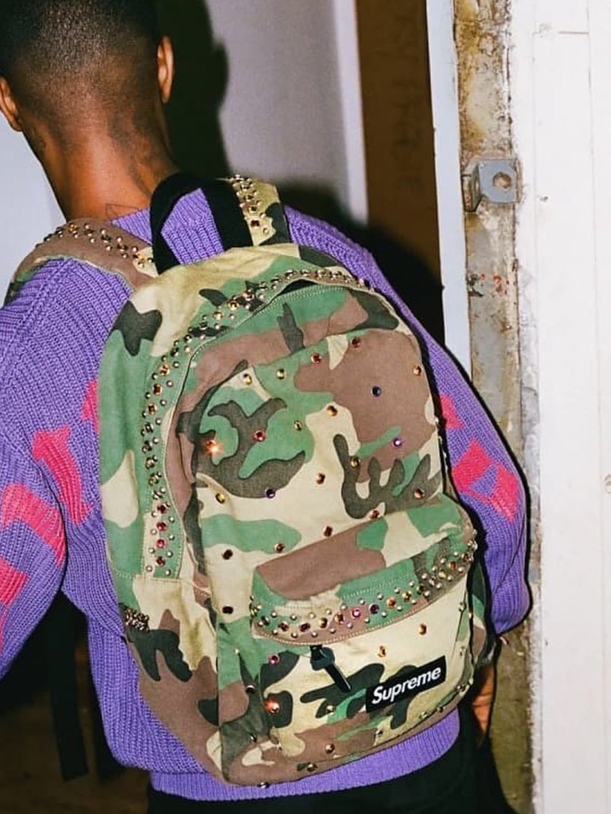 Supreme x B.B. Simon Denim Backpack Woodland Camo - 25SS 착용 스타일 - 1