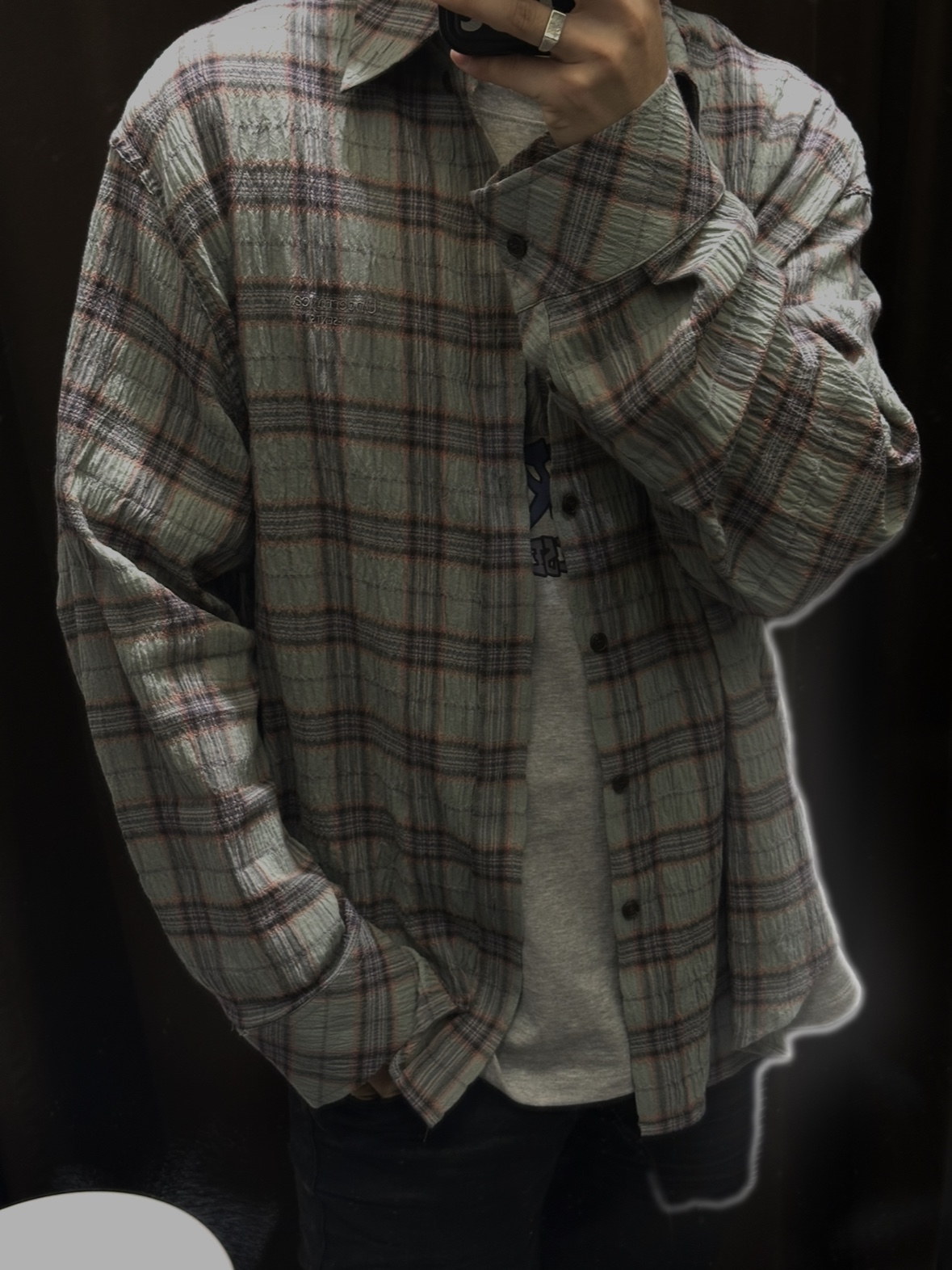 Undermycar Mu.123 Original Logo Basic Long Sleeve Check Shirts Khaki, Adidas x Song for the Mute Campus 80s Bliss Core Black 착용 스타일 - 1