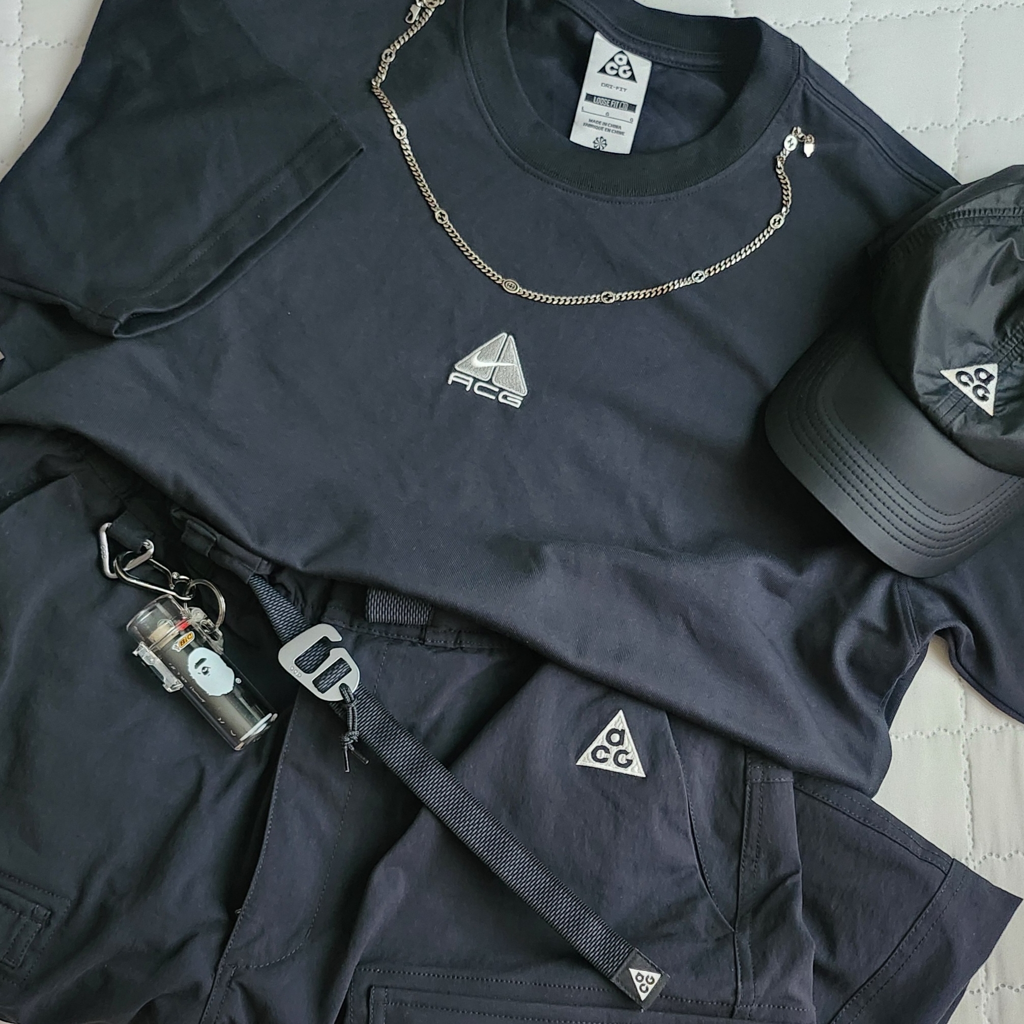 Nike ACG LBR Lungs T-Shirt Black - Asia, Nike ACG Trail Cap Black 착용 스타일