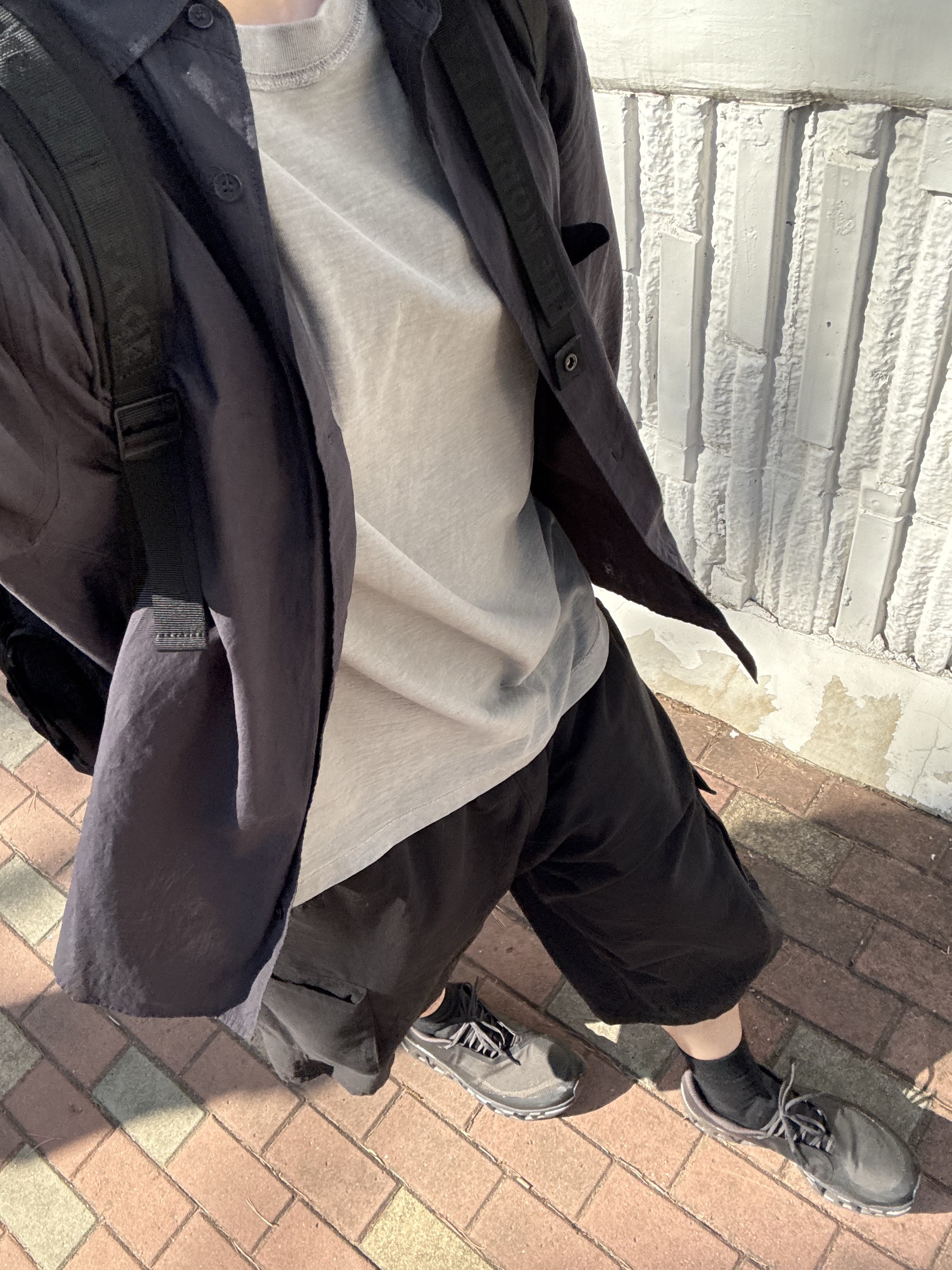Polyteru Tenco Loosed Shirt 2.0 Dark Navy, On Running x Post Archive Faction (Paf) Cloudmonster 2 Thorn Brown 착용 스타일
