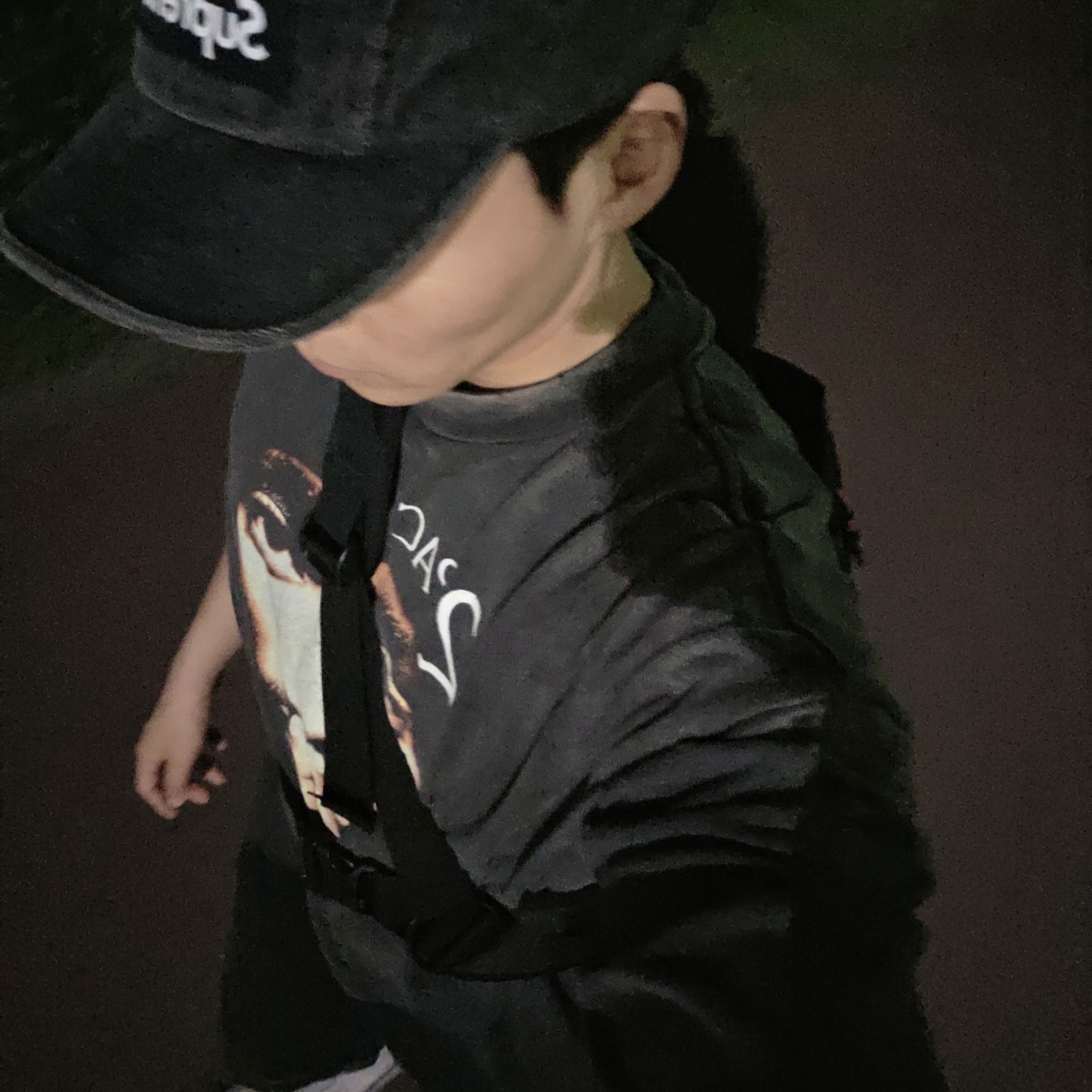 Saint Mxxxxxx x 2Pac S/S T-Shirt Black - 25SS, Human Made Baggy Shorts Black 착용 스타일