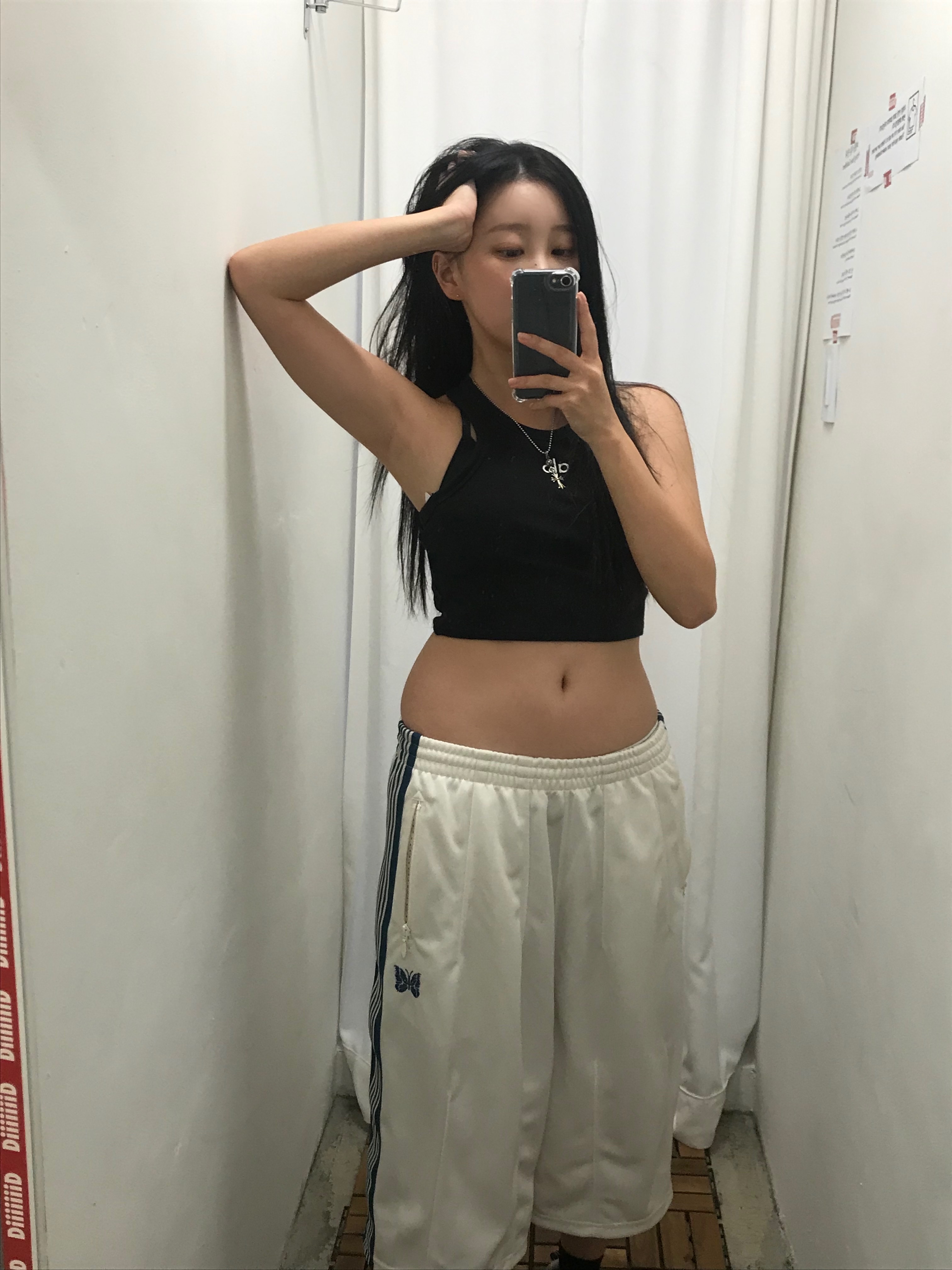 Needles x LHP Track Shorts Poly Smooth White, (W) Alo Yoga Aspire Tank Black White 착용 스타일 - 3