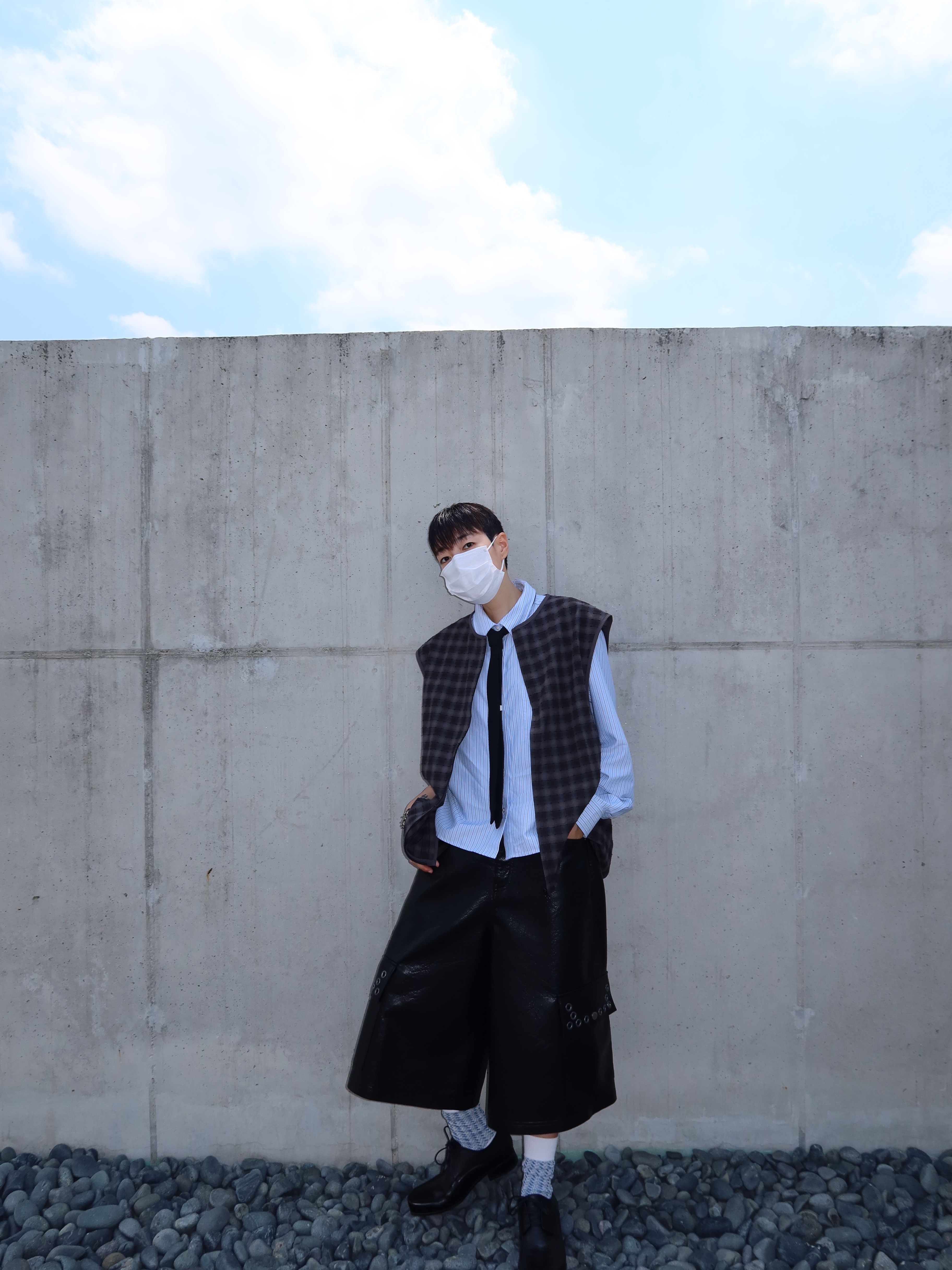 Hono Report Summer Breathable Vest Shadow Check, Hono Report Leaf Bracelet 착용 스타일 - 1