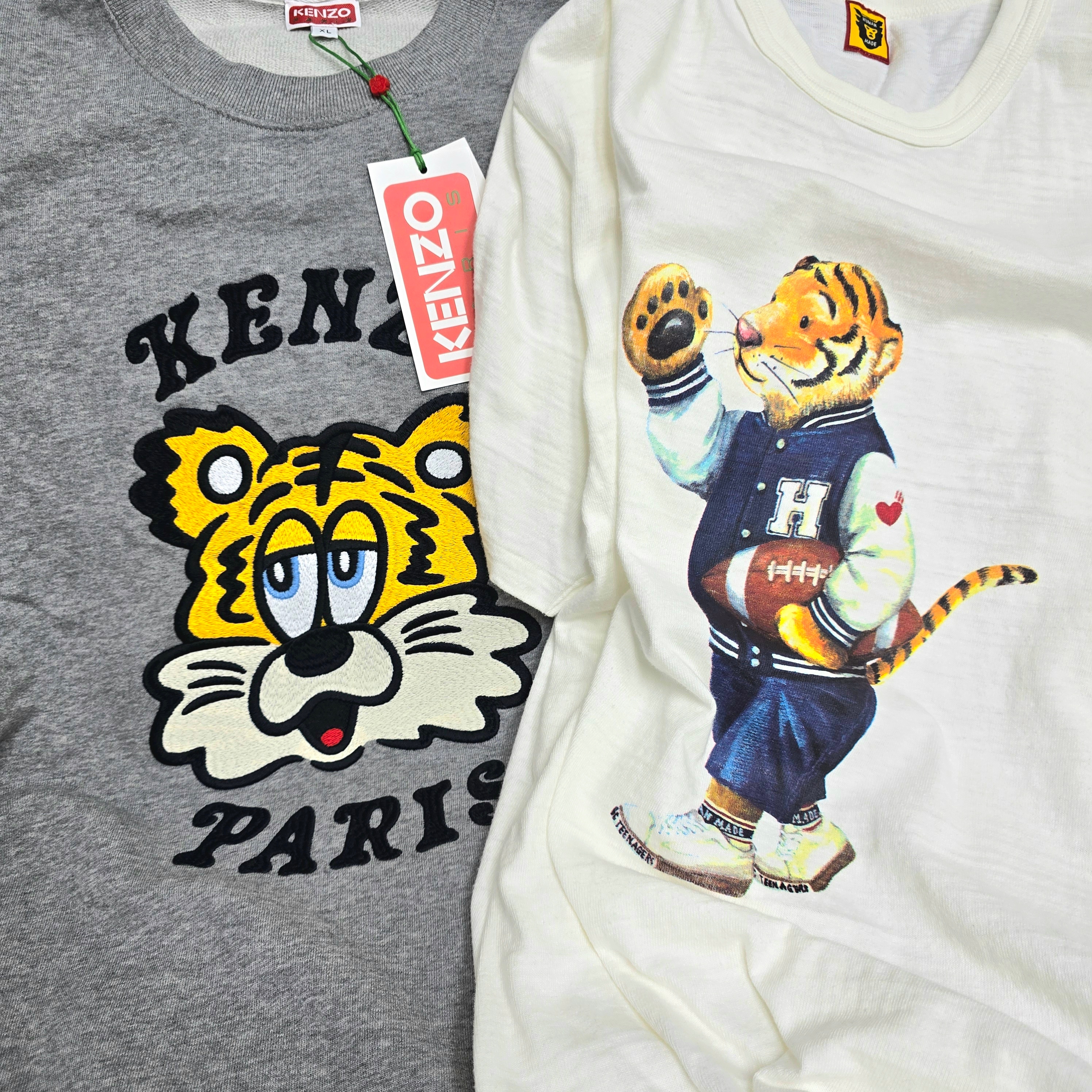 Kenzo x Verdy Embroidered Classic Sweatshirt Black - 25SS, Kenzo x Verdy Market Genderless Embroidered Sweatshirts Pearl Grey 착용 스타일