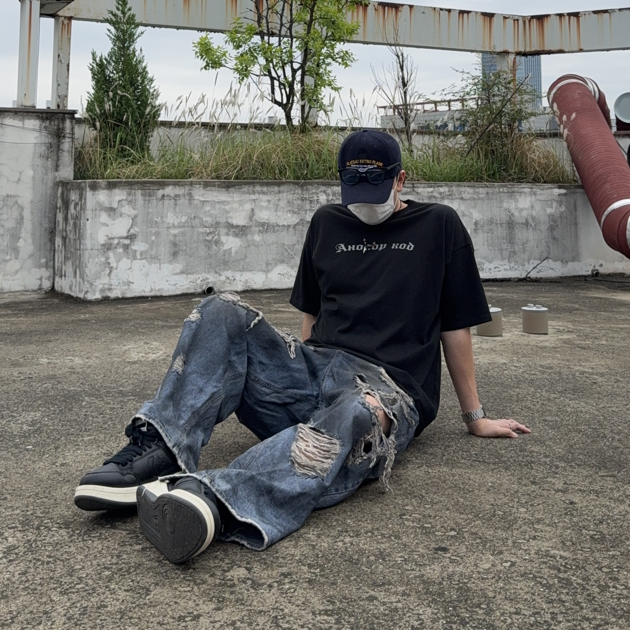 Converse x Drkshdw Turbowpn Ox Black 착용 스타일 - 1