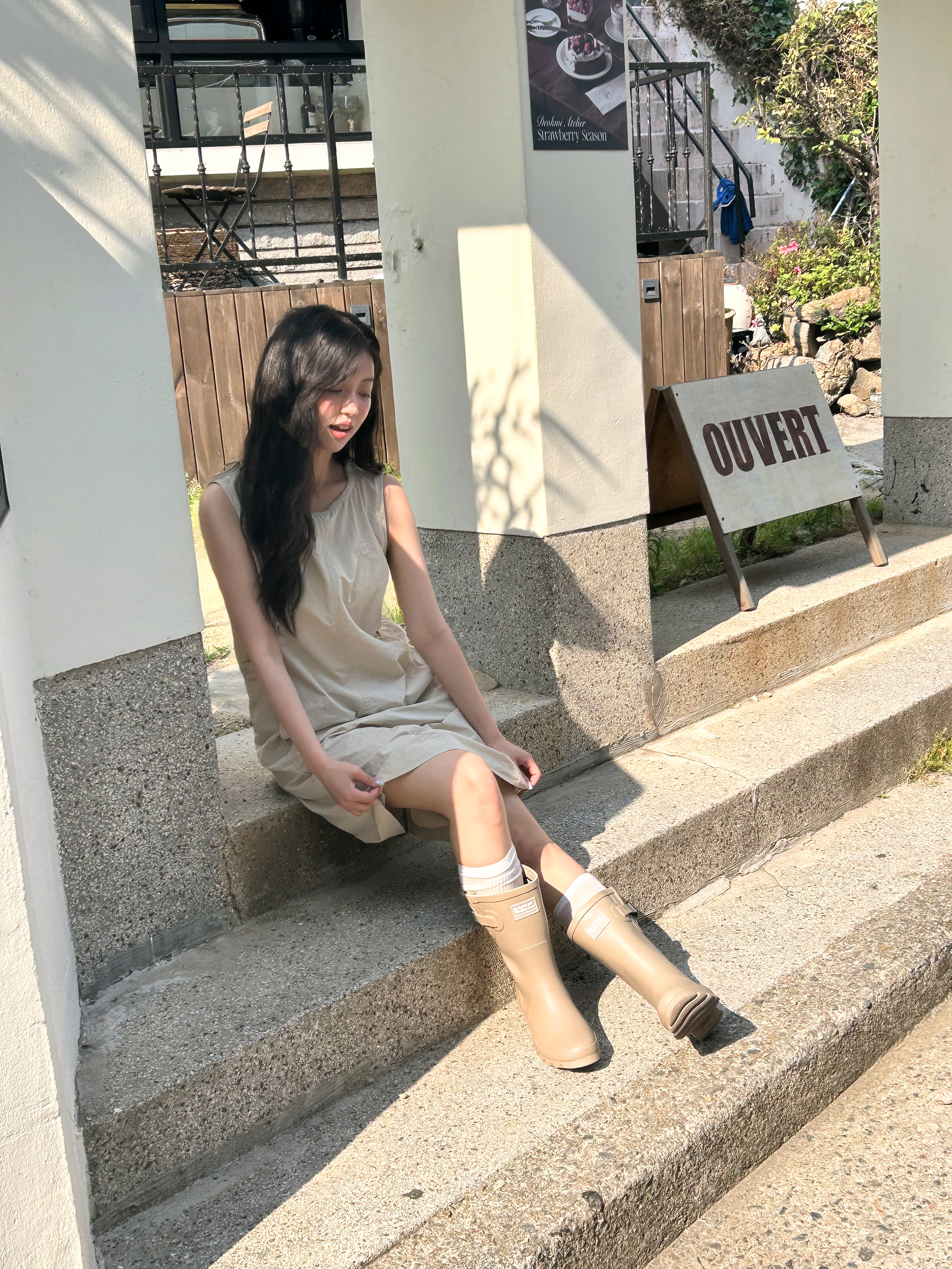 (W) Rockfishweatherwear Original Short Rain Boots Cocoa 착용 스타일 - 8
