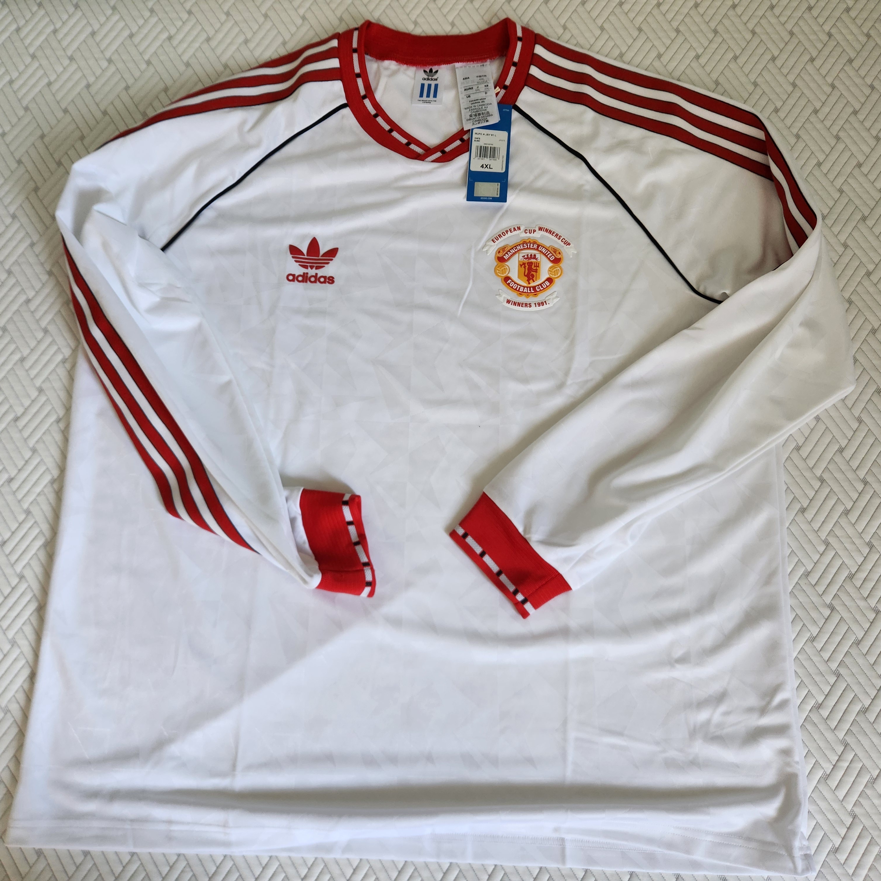Adidas Manchester United 91 Away Long Sleeve Jersey White - KR Sizing 착용 스타일