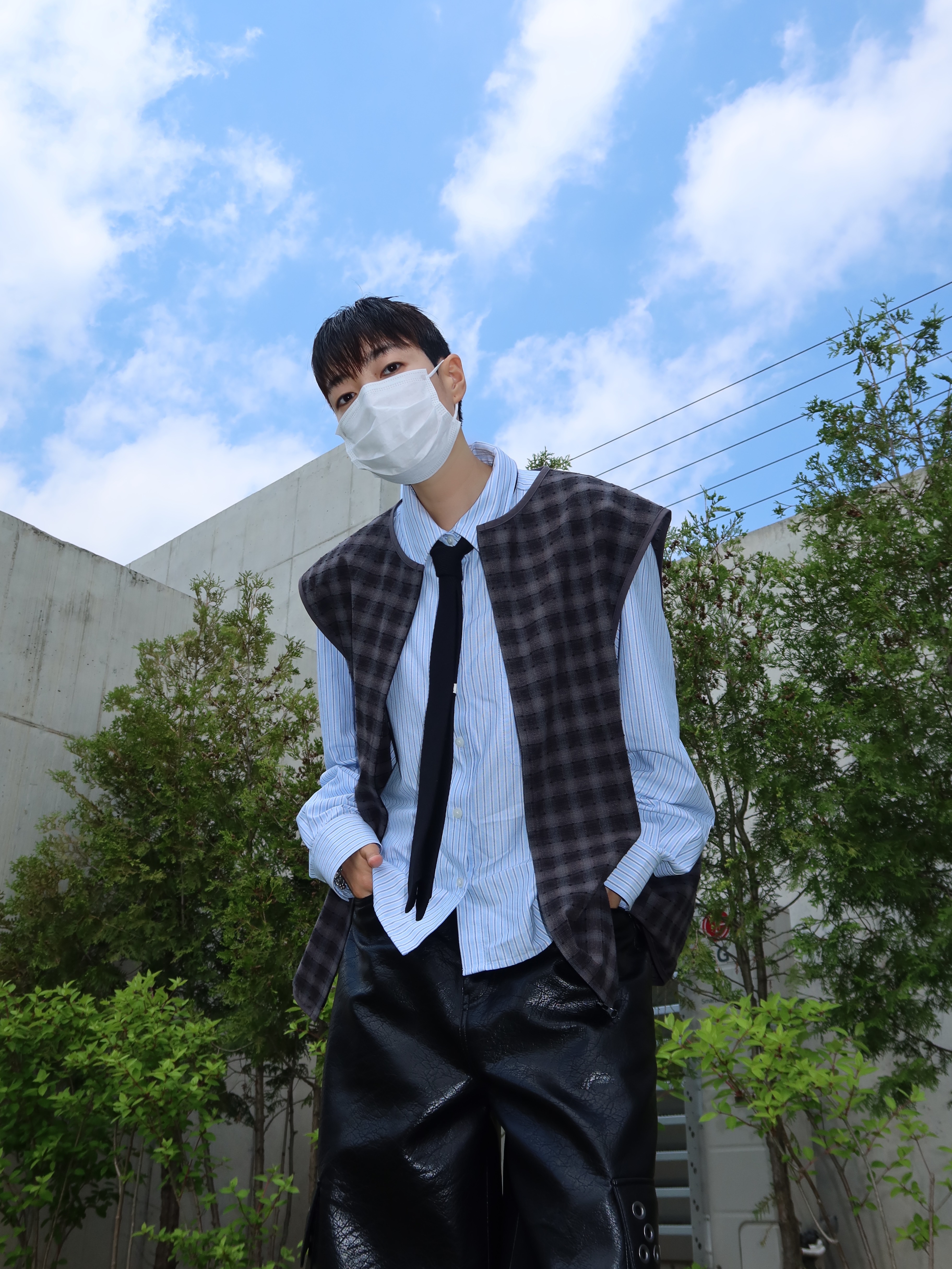 Hono Report Summer Breathable Vest Shadow Check, Hono Report Leaf Bracelet 착용 스타일 - 3