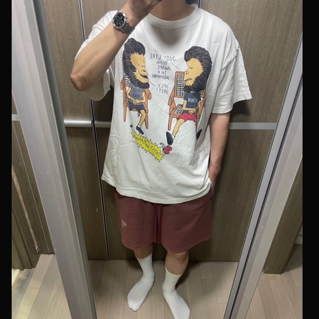Saint Mxxxxxx × BAPE Hvn & Hell AP S/S T-Shirt White - 23SS 착용 스타일