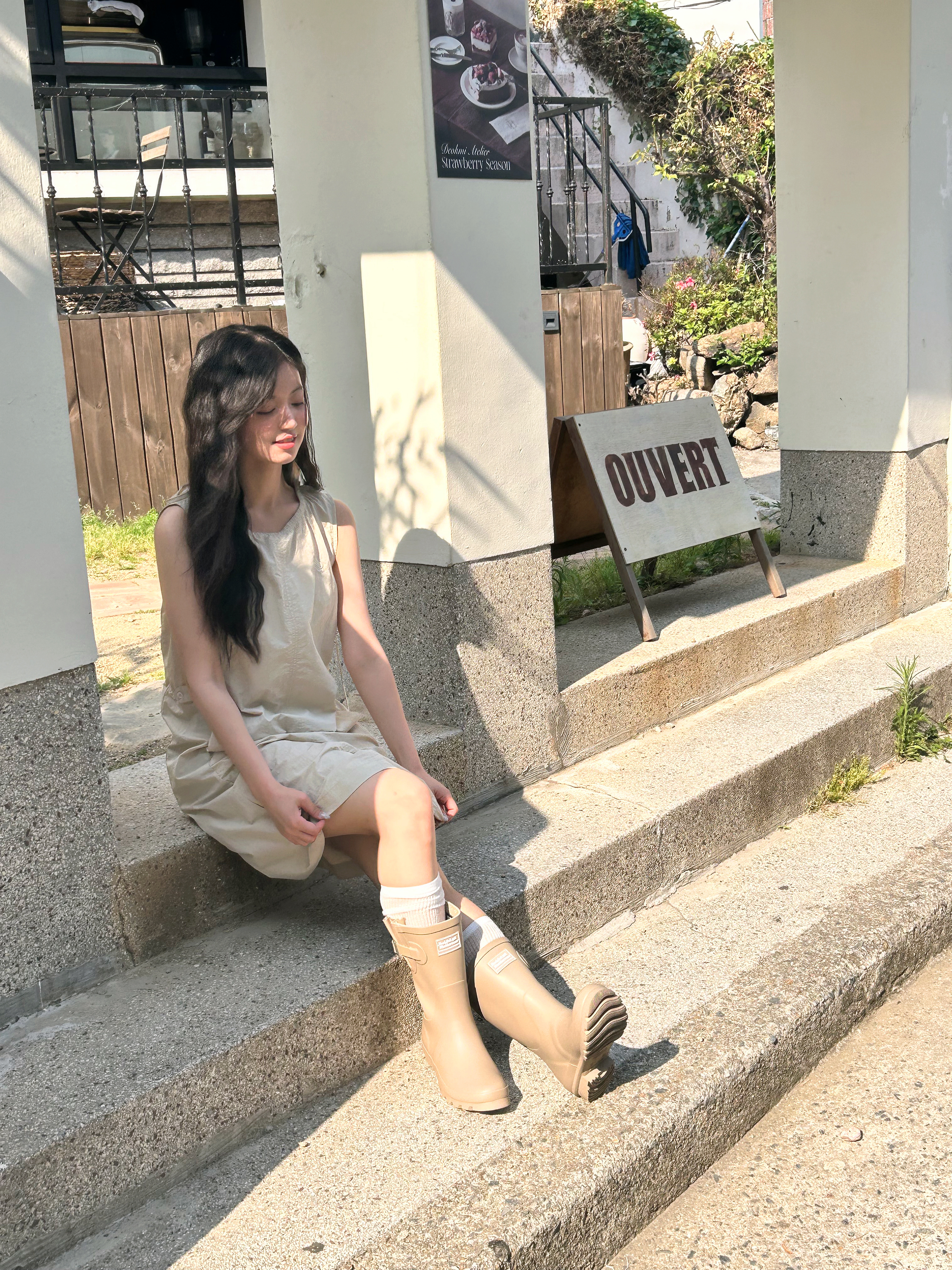 (W) Rockfishweatherwear Original Short Rain Boots Cocoa 착용 스타일 - 9