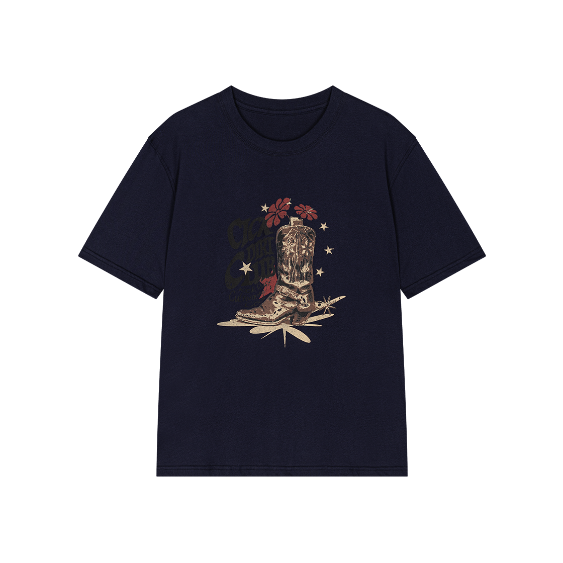 Waviness25255 Waviness Western Boots Graphic T-Shirts Navy