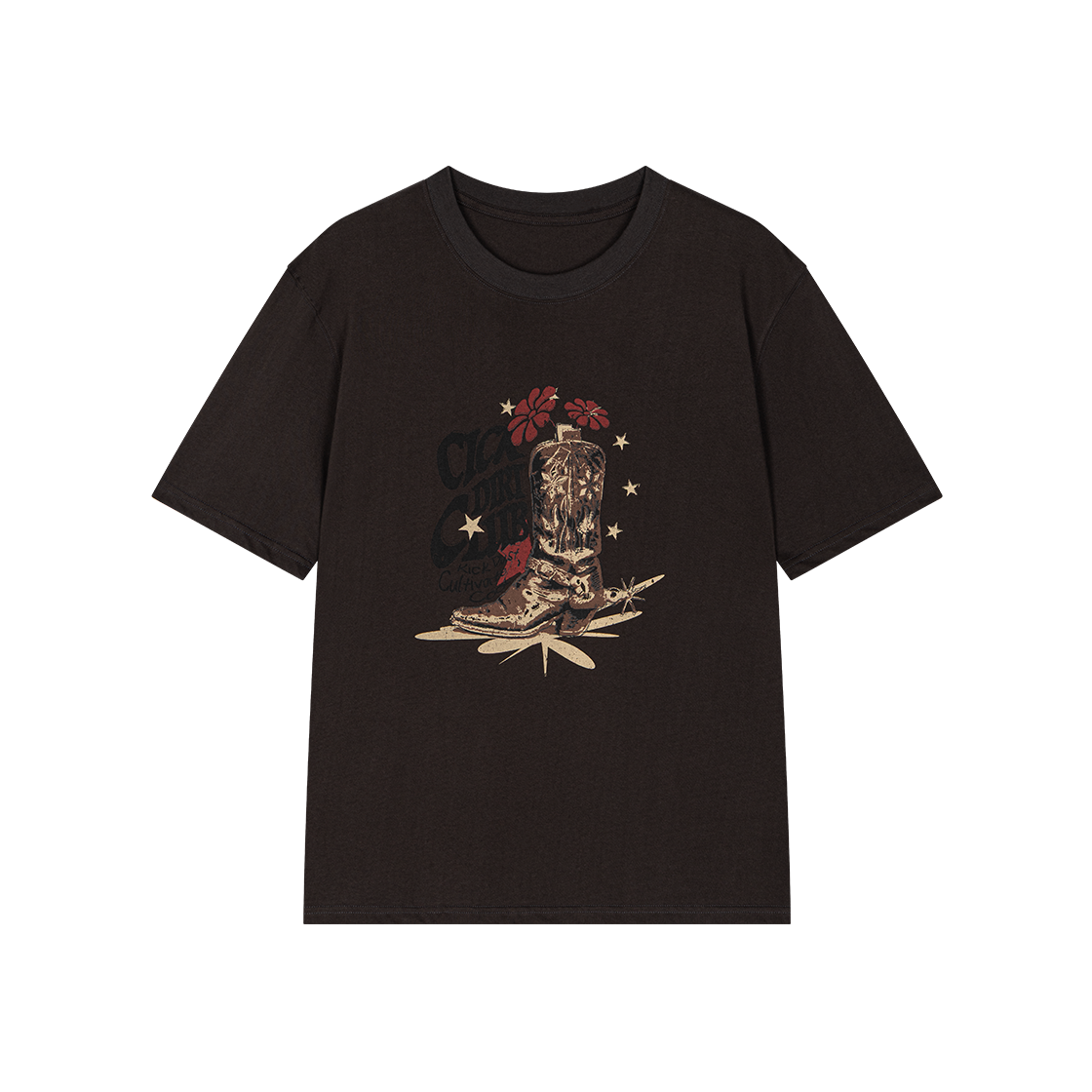웨이비니스 웨스턴 부츠 그래픽 티셔츠 차콜(Waviness Western Boots Graphic T-Shirts Charcoal)