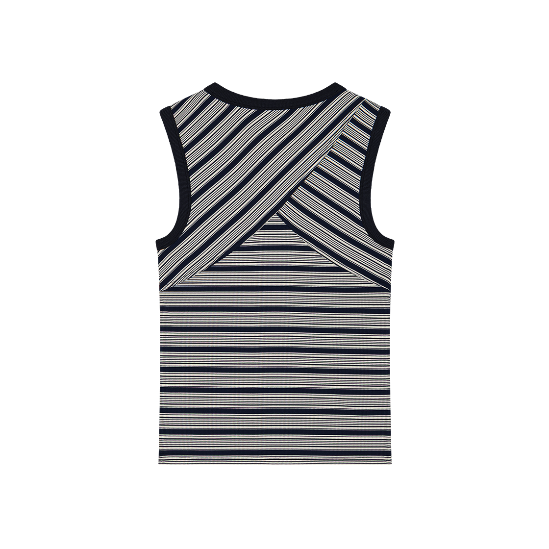 웨이비니스 쉬어 스트라이프 슬리브리스 화이트 네이비(Waviness Sheer Stripe Sleeveless White Navy) - 2