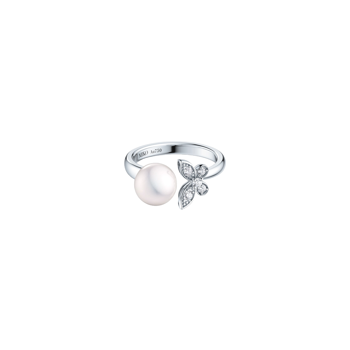 HDMI0628R Miko Morpho Pave S Akoya Pearl Diamond Ring White Gold - 대표 이미지 #1