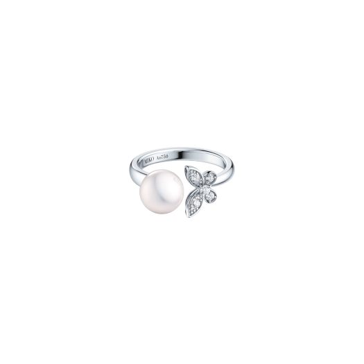 HDMI0628R Miko Morpho Pave S Akoya Pearl Diamond Ring White Gold
