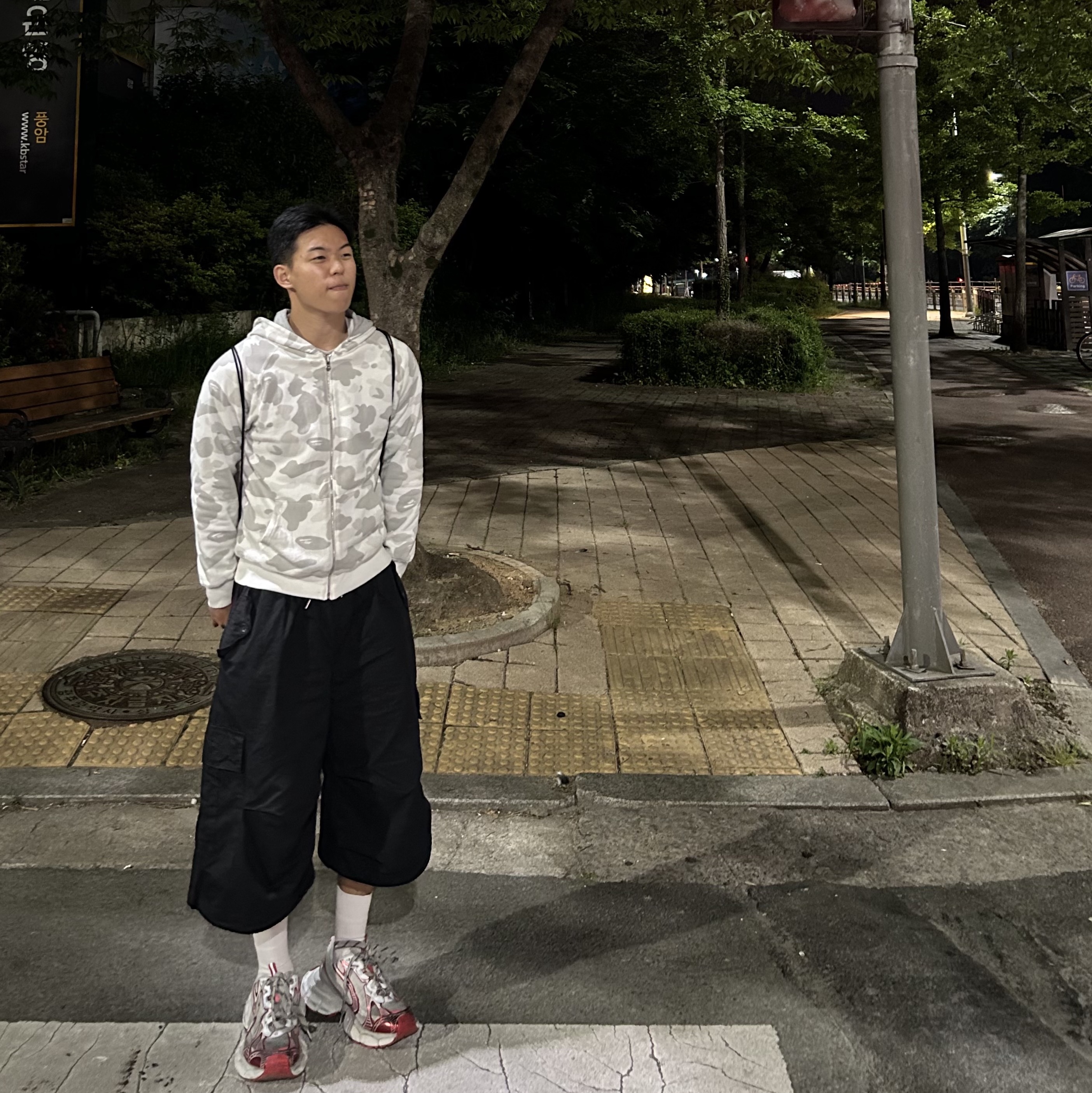 BAPE 1st Camo Shark Full Zip Hoodie Army Green, Balenciaga 3XL Sneakers White Red 착용 스타일