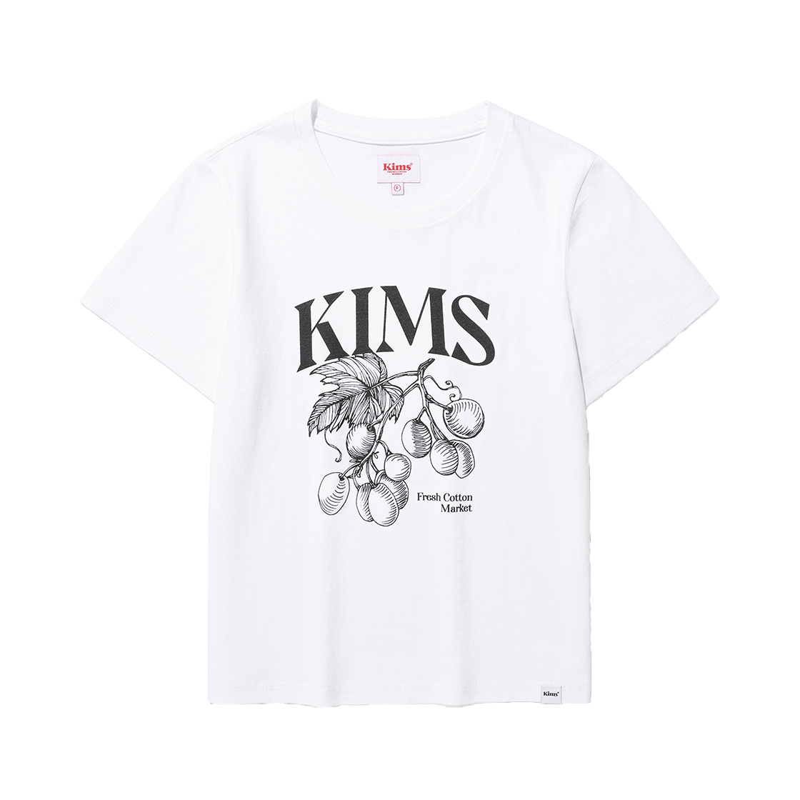 KIB5MUT515AWH Kims Fresh Cotton Market (Unisex) Berry Sketch Tee White