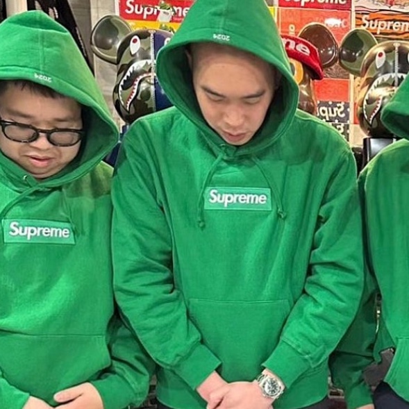 Supreme Box Logo Hooded Sweatshirt Green - 24FW 착용 스타일