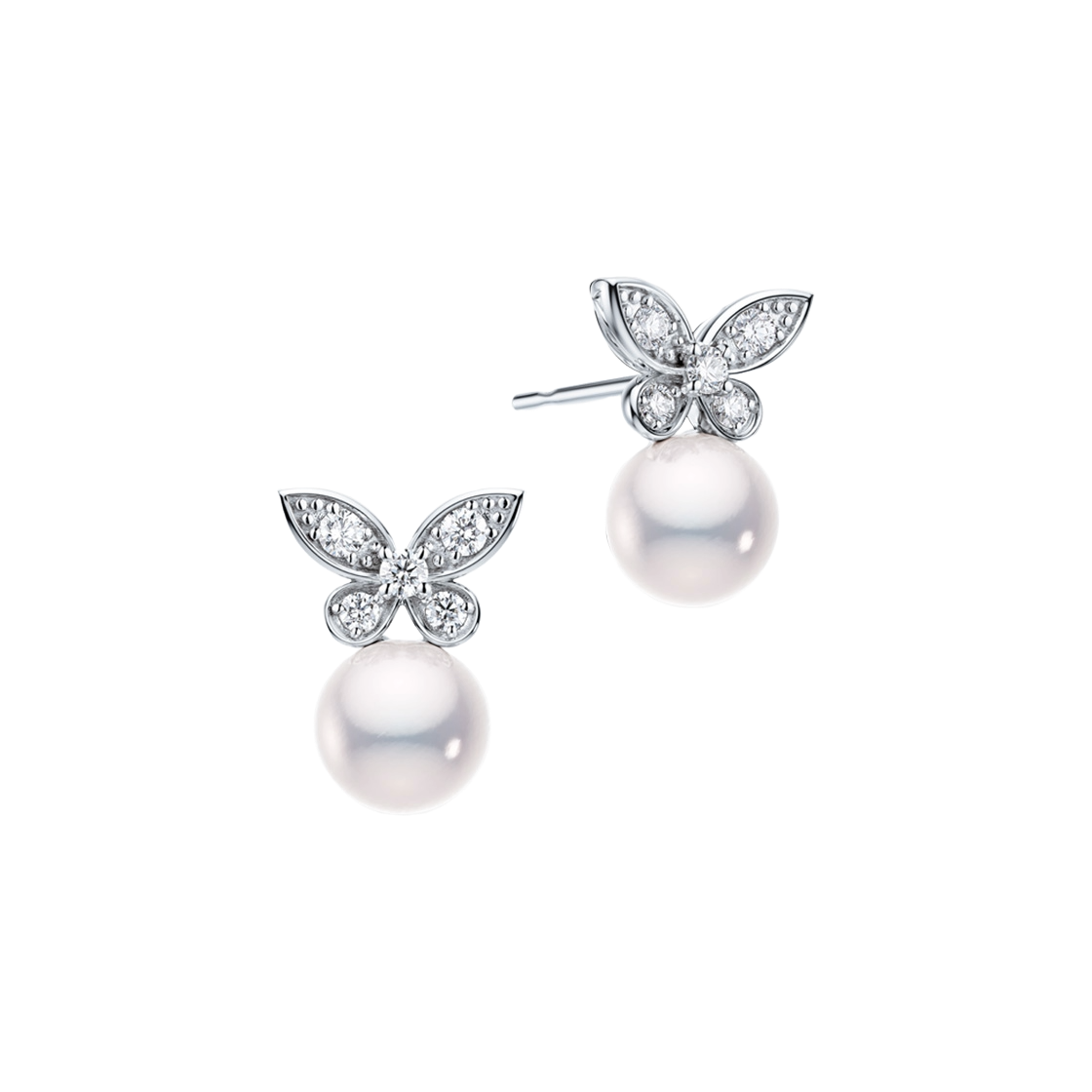 HDMI0628E Miko Morpho Pave S Akoya Pearl Diamond Earrings White Gold - 대표 이미지 #1