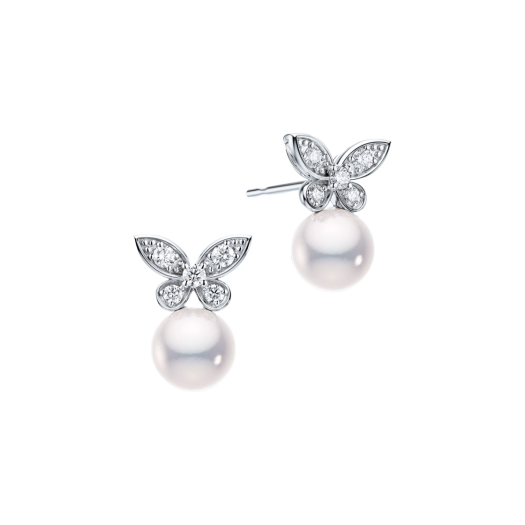 HDMI0628E Miko Morpho Pave S Akoya Pearl Diamond Earrings White Gold