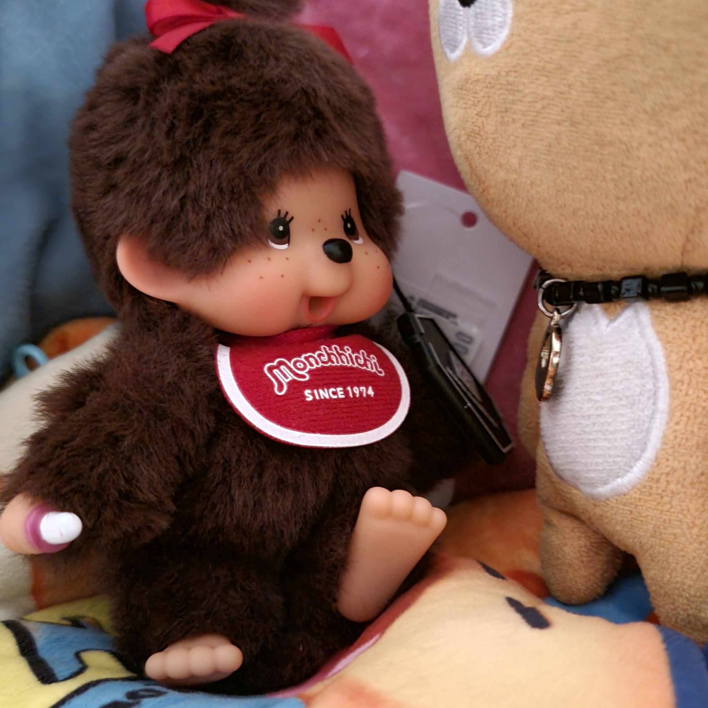 Monchhichi SS Girl Key Chain Brown 착용 스타일 - 4