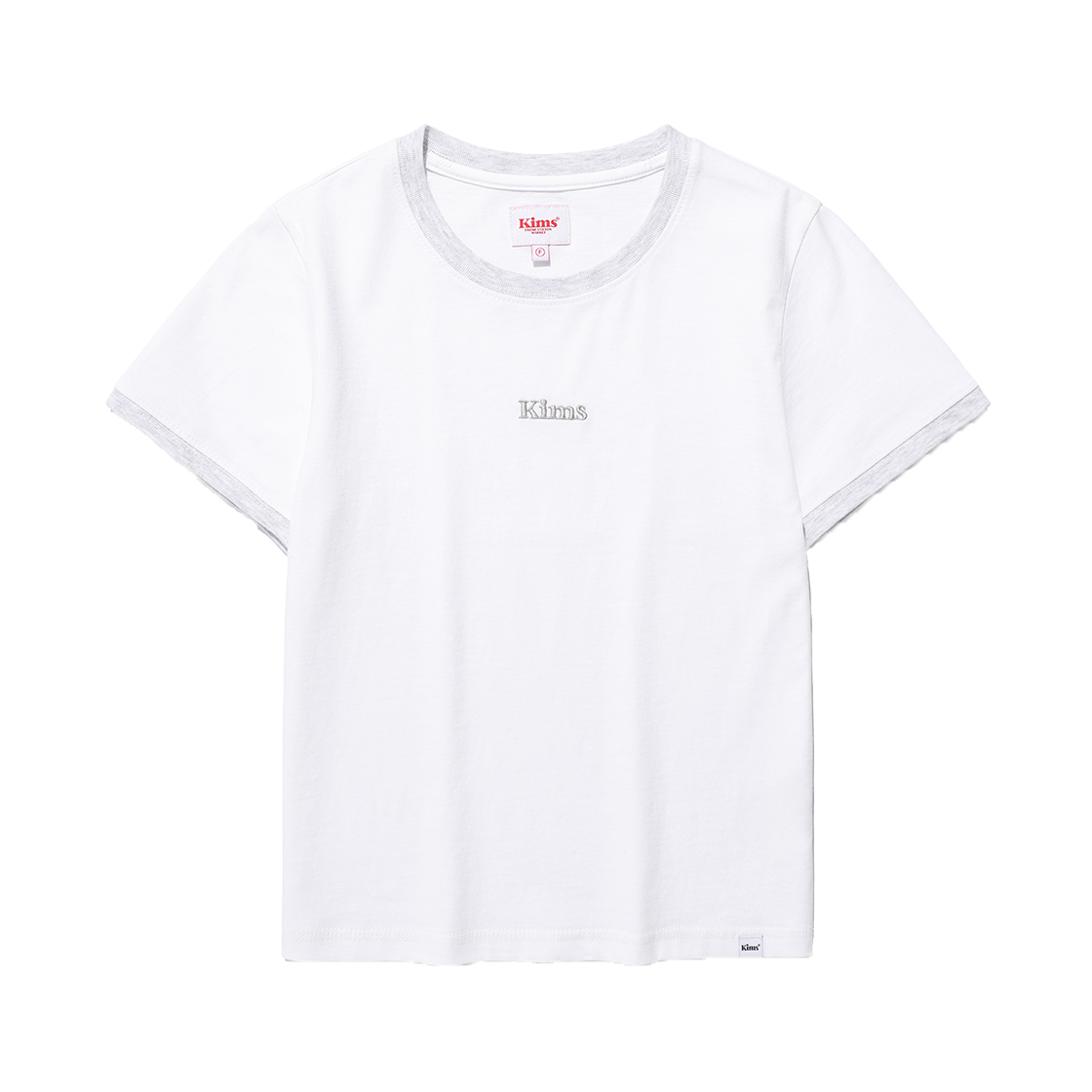 KIB5MUT506AWG Kims Fresh Cotton Market (Unisex) Kims Logo Ringer Tee White (Grey)