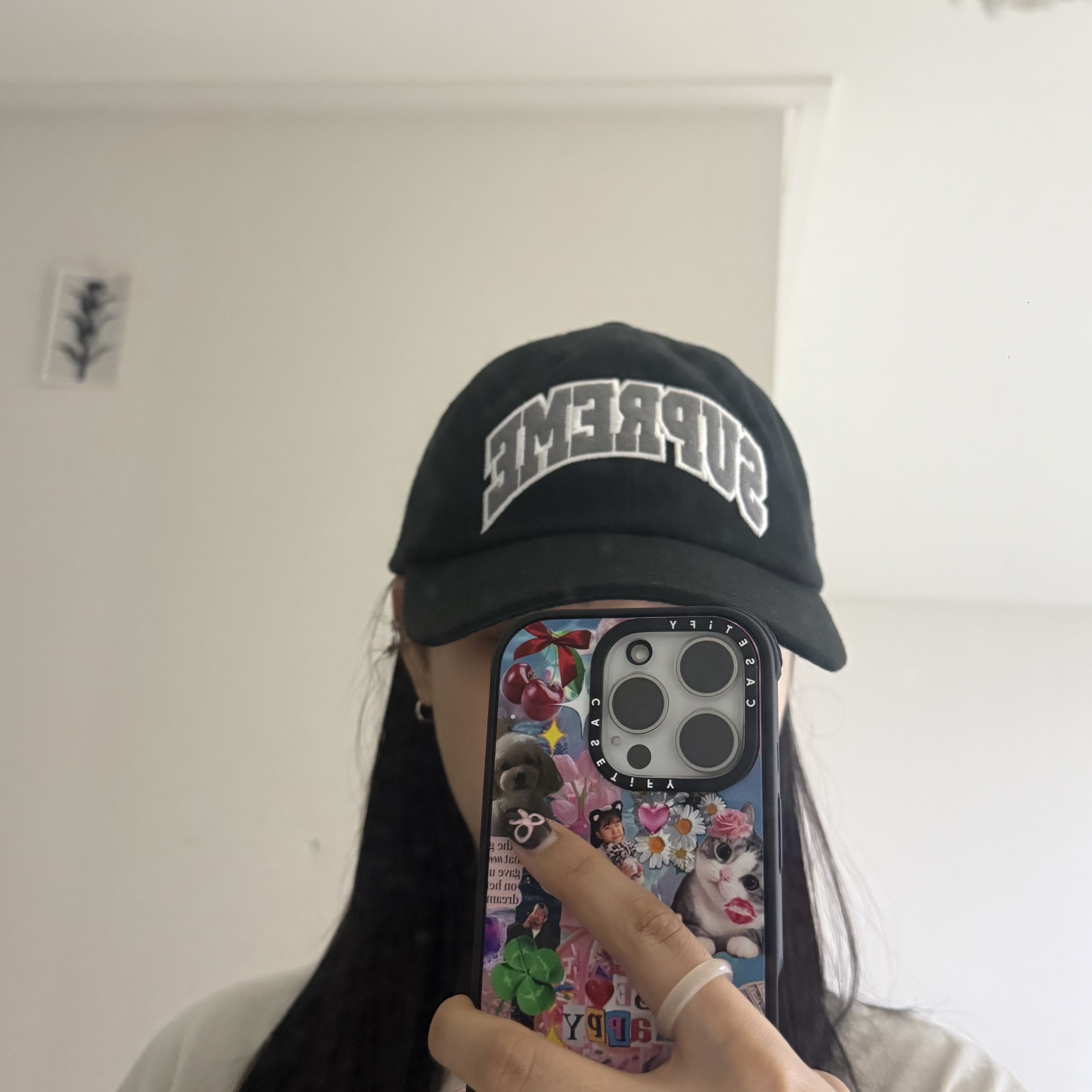 Supreme Felt Arc 6-Panel Black - 24FW 착용 스타일 - 1