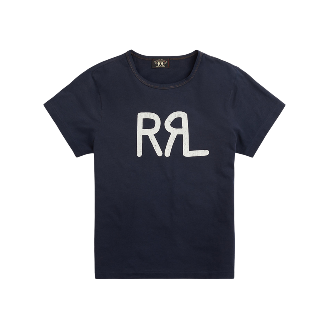 (W)  더블알엘 로고 코튼 저지 티셔츠 네이비 화이트((W) Double RL Logo Cotton Jersey T-Shirt Navy White) - 1