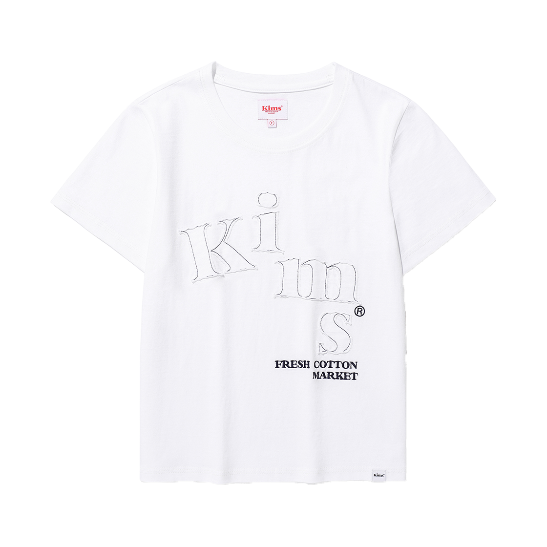 KIB5MFT531AWH Kims Fresh Cotton Market Messy Single Applique Tee White
